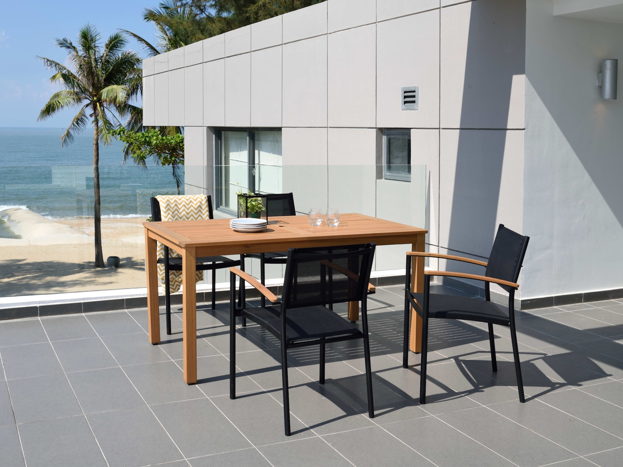 Orlando Rectangular Table and Vera Armchair Dining Set by LifestyleGarden US - product image 2 for Resin Society