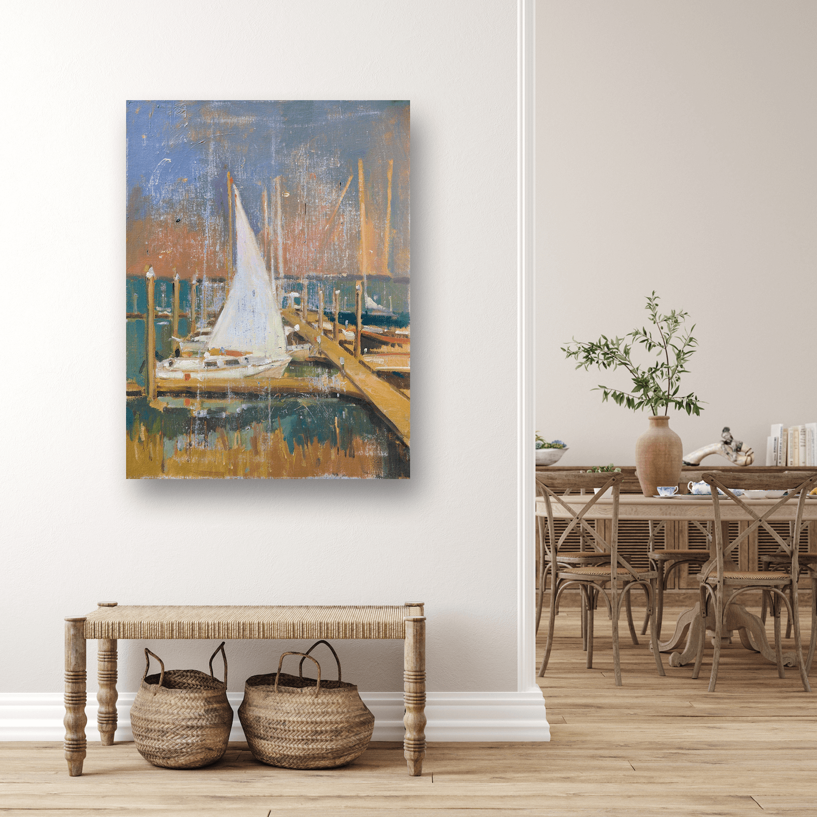Vintage Harbor Artist Enhanced Canvas Print by John Beard Collection - product image 2 for Resin Society