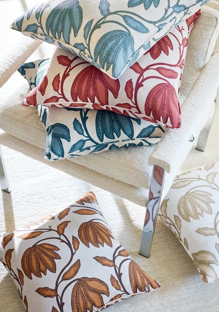 Desert Floral Pillow Cover in Mineral Blue, Thibaut Pillows