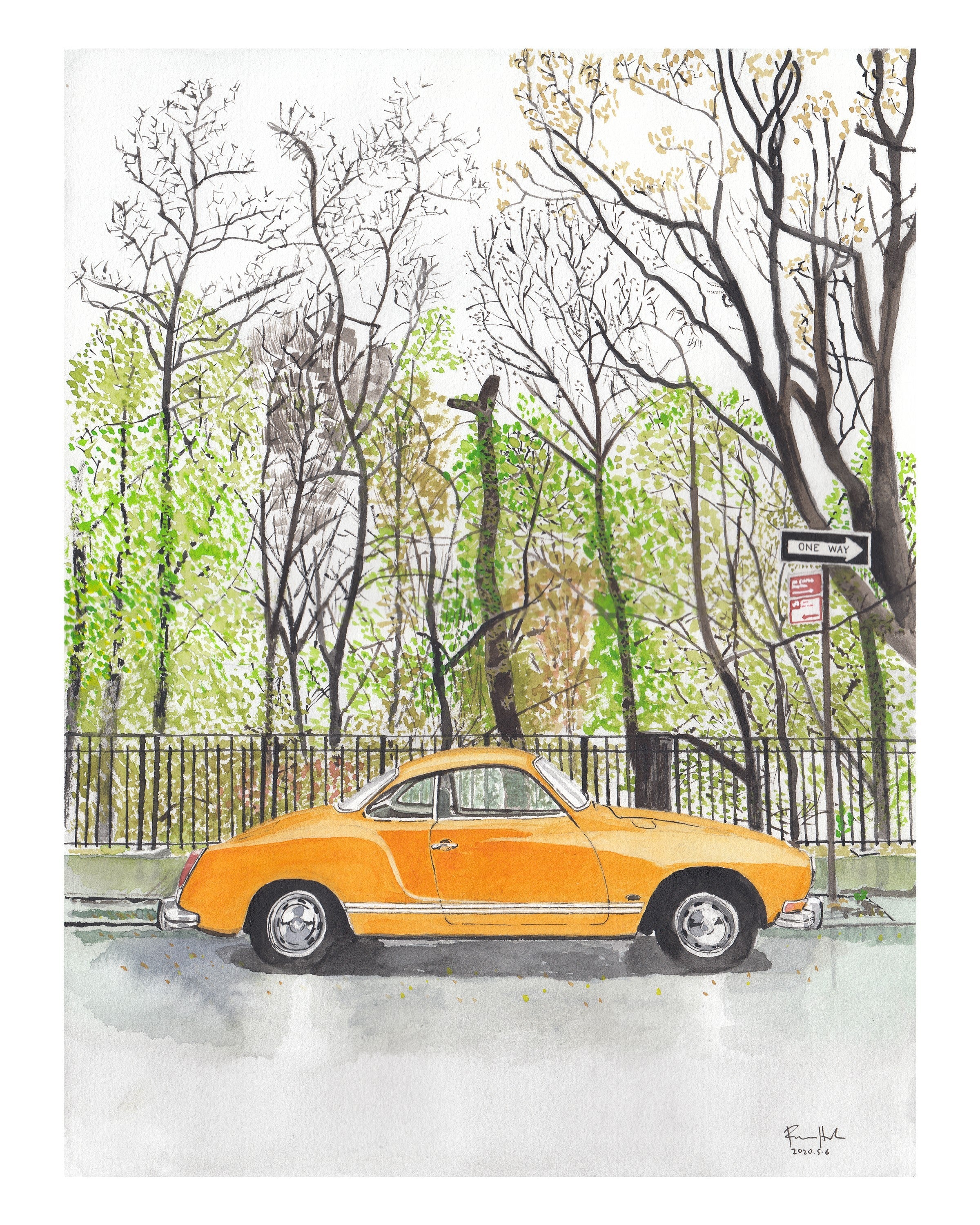 Volkswagen Karmann Ghia, Classic Car, Painting by Art By Francis - product image 4 for Resin Society