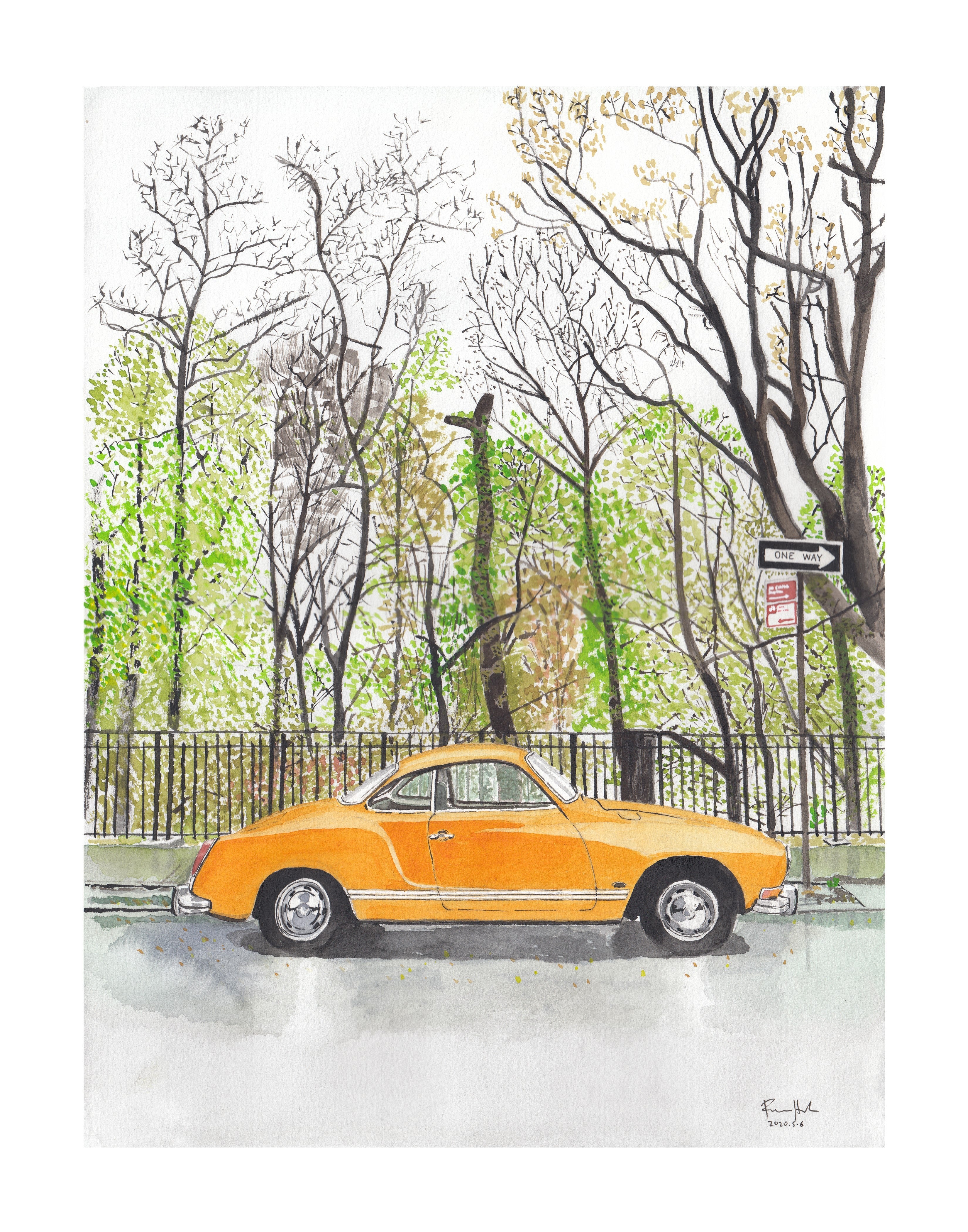 Volkswagen Karmann Ghia, Classic Car, Painting by Art By Francis - product image 8 for Resin Society