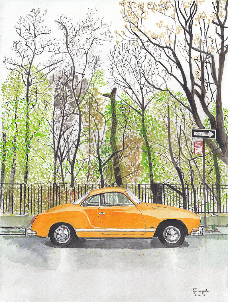 Volkswagen Karmann Ghia, Classic Car, Painting by Art By Francis - product image 3 for Resin Society