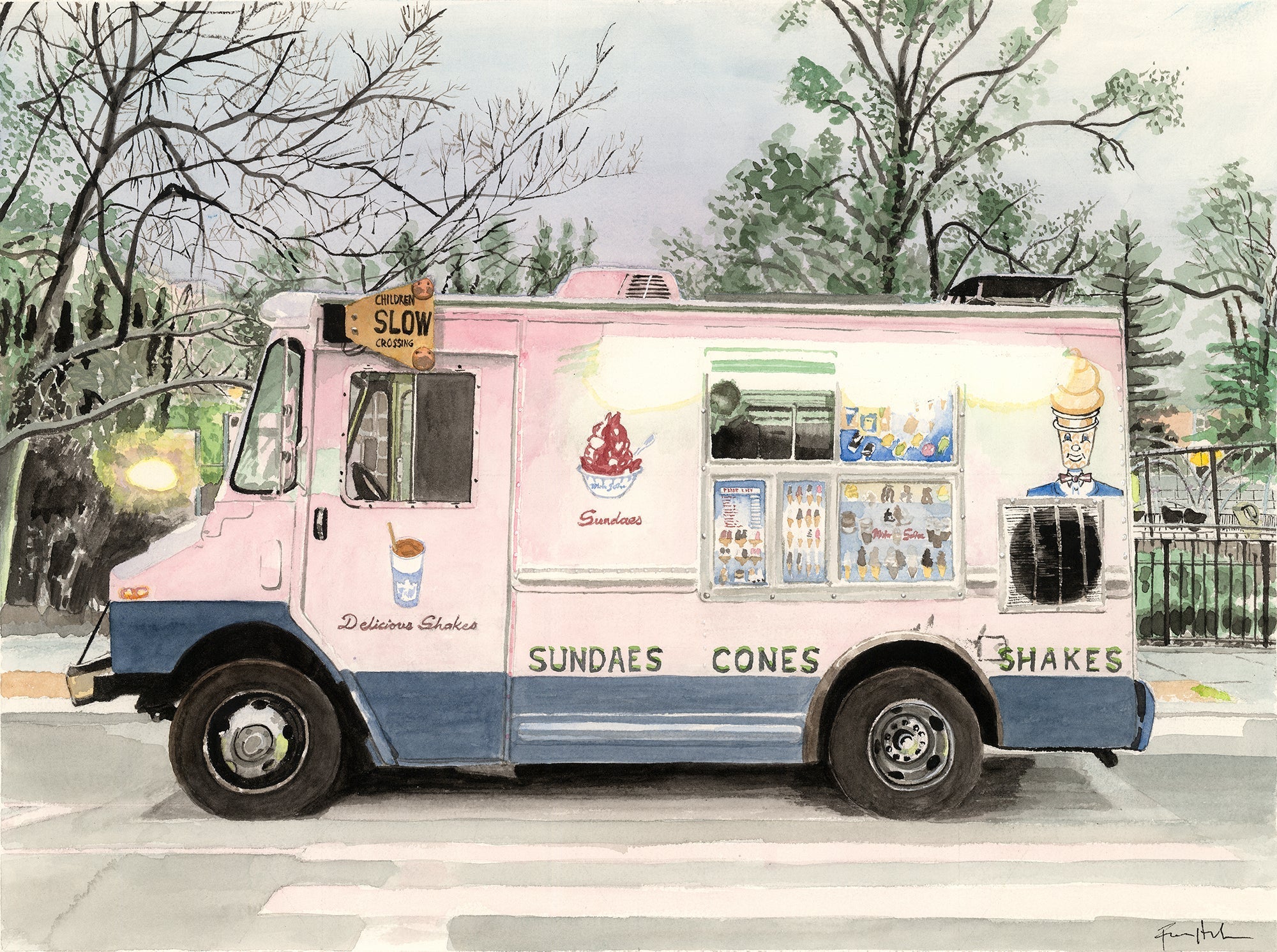 Mister Softee at Dusk, Street Scene by Art By Francis - product image 2 for Resin Society
