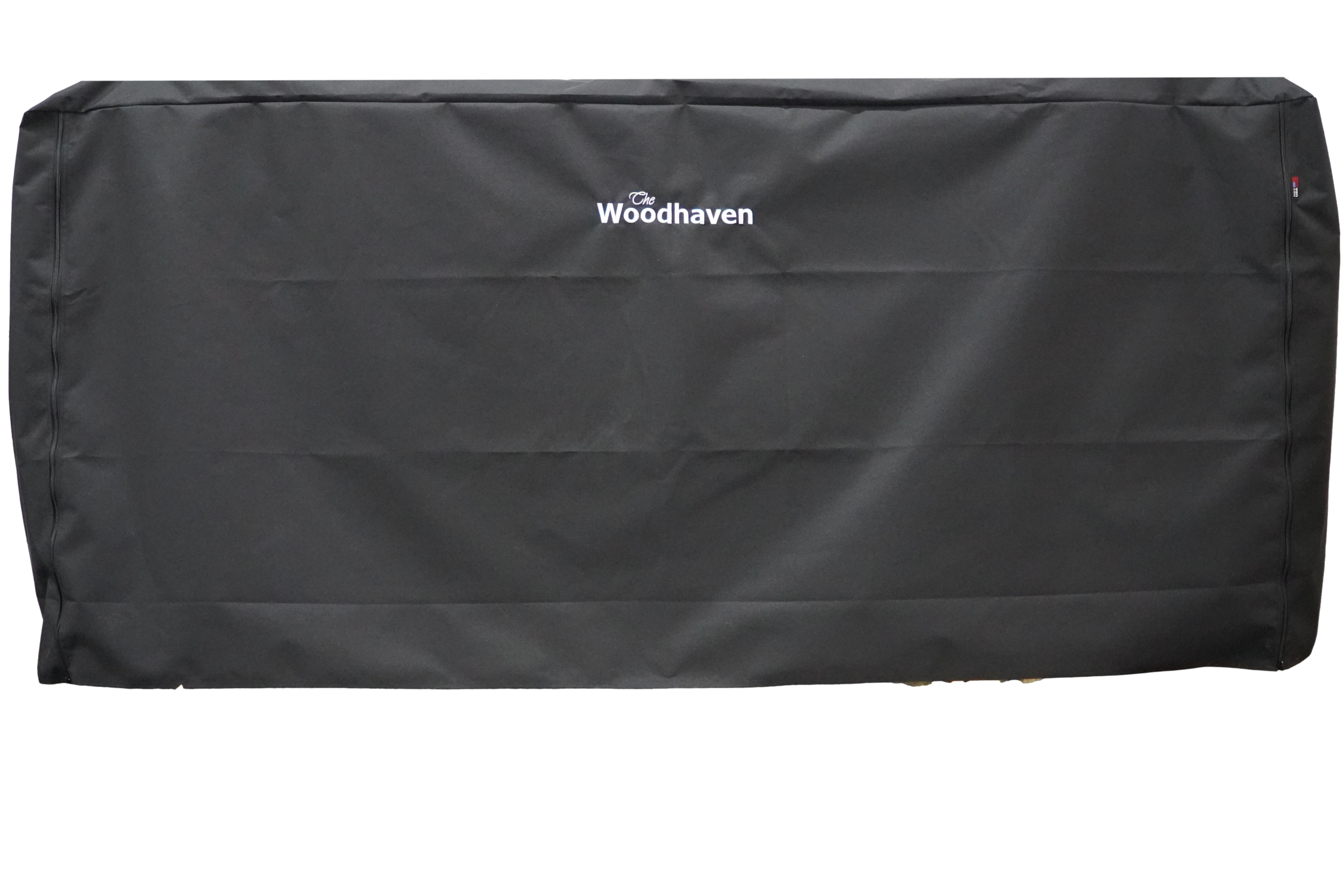 Winter Workman firewood rack by The Woodhaven showing curved steel design and wood storage