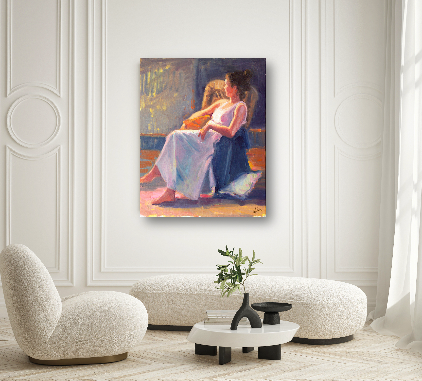 Waiting by the Window Artist Enhanced Canvas Print by John Beard Collection - product image 4 for Resin Society