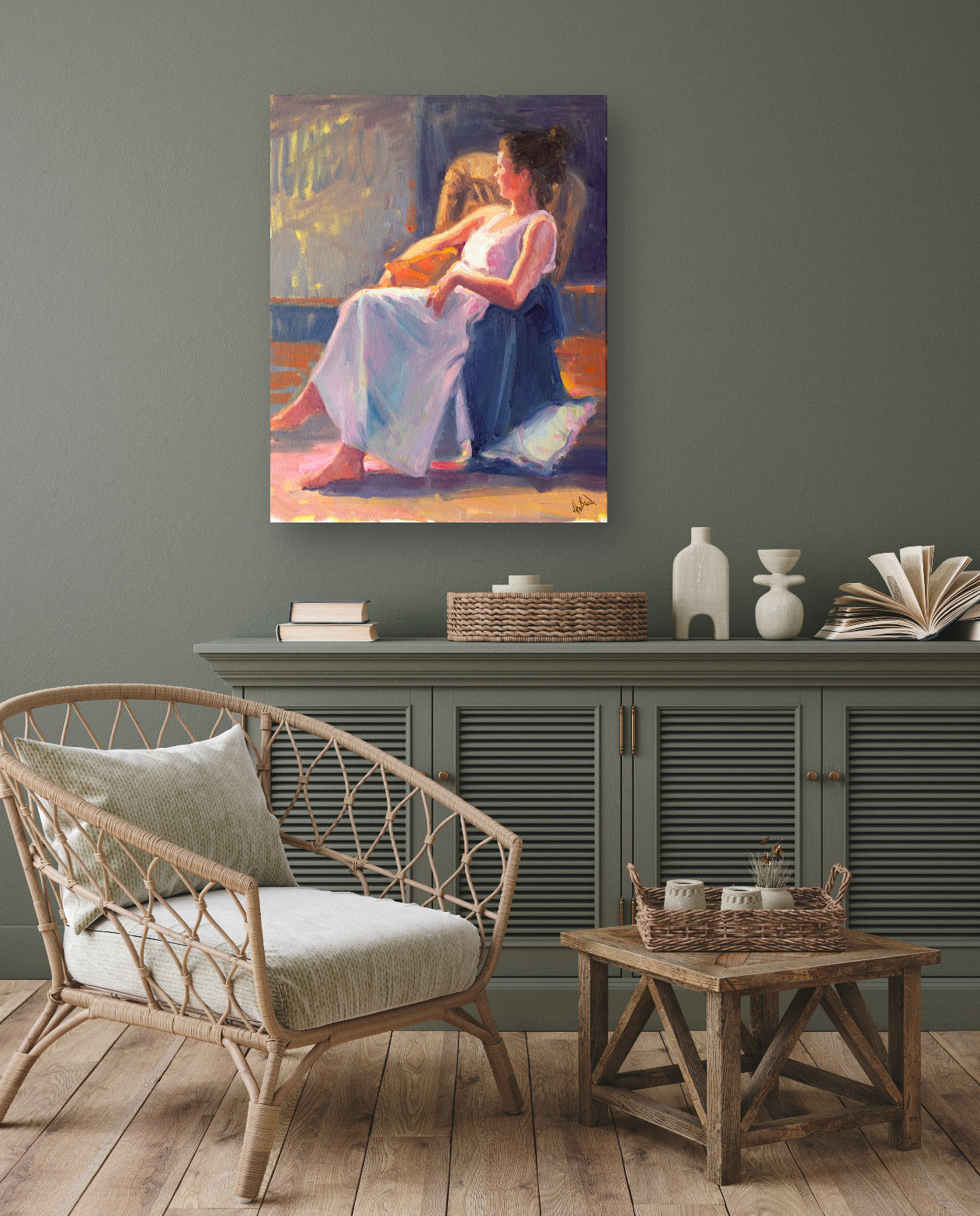 Waiting by the Window Artist Enhanced Canvas Print by John Beard Collection - product image 3 for Resin Society