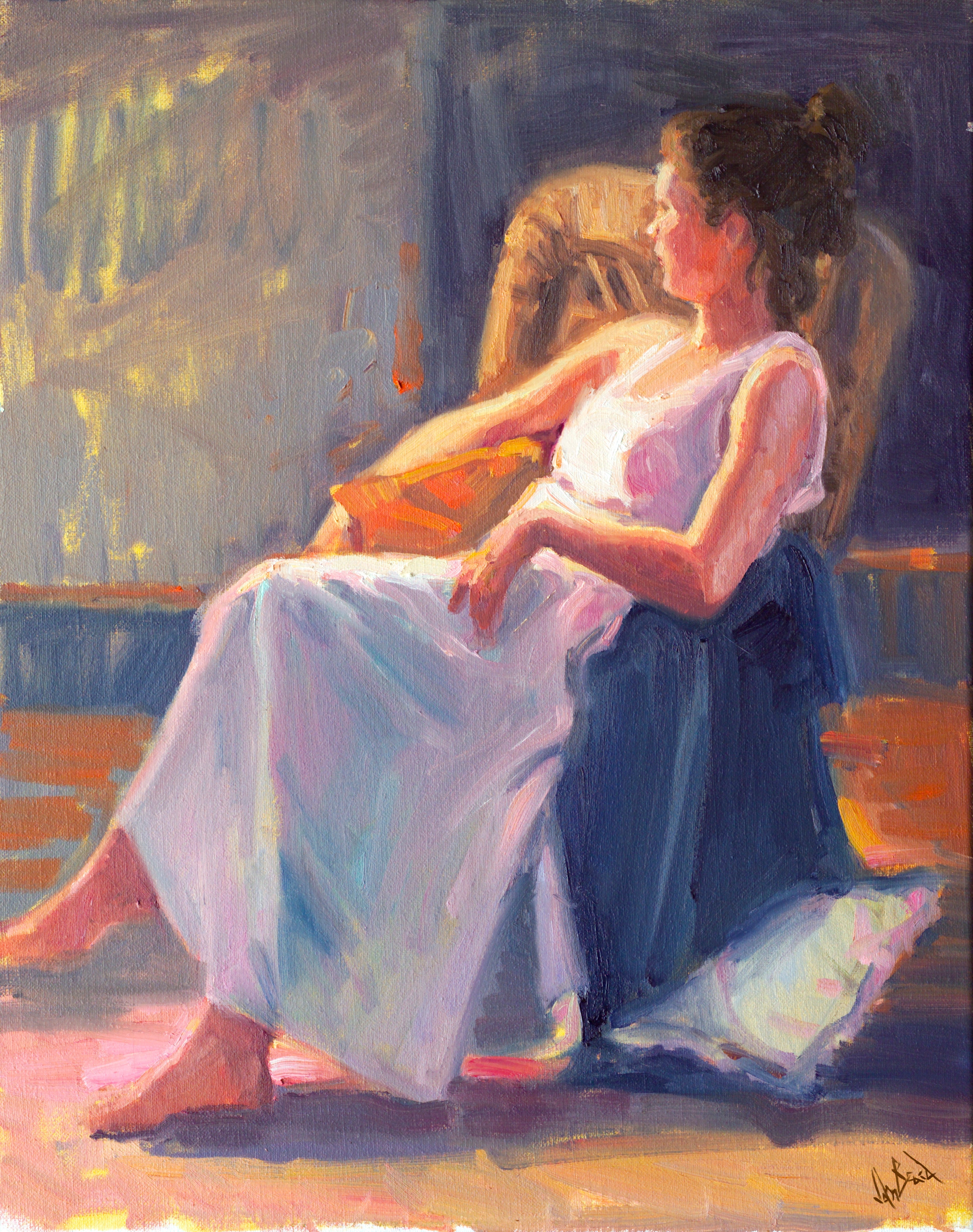 Waiting by the Window Artist Enhanced Canvas Print by John Beard Collection - main product image for Resin Society