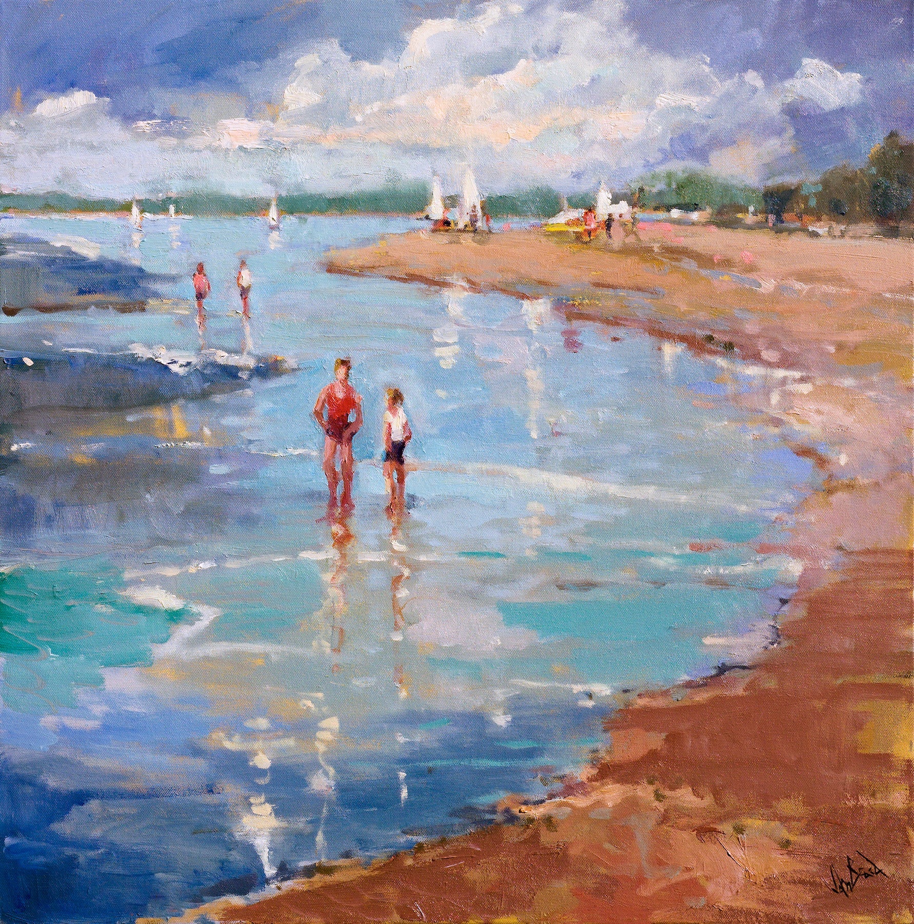 Walking in Lowtide Artist Canvas Enhanced Print by John Beard Collection - main product image for Resin Society