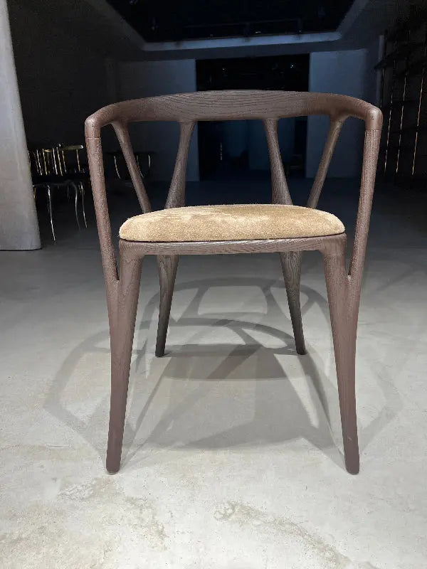 Luxury premium solid walnut chair in Italian style with natural wood finish