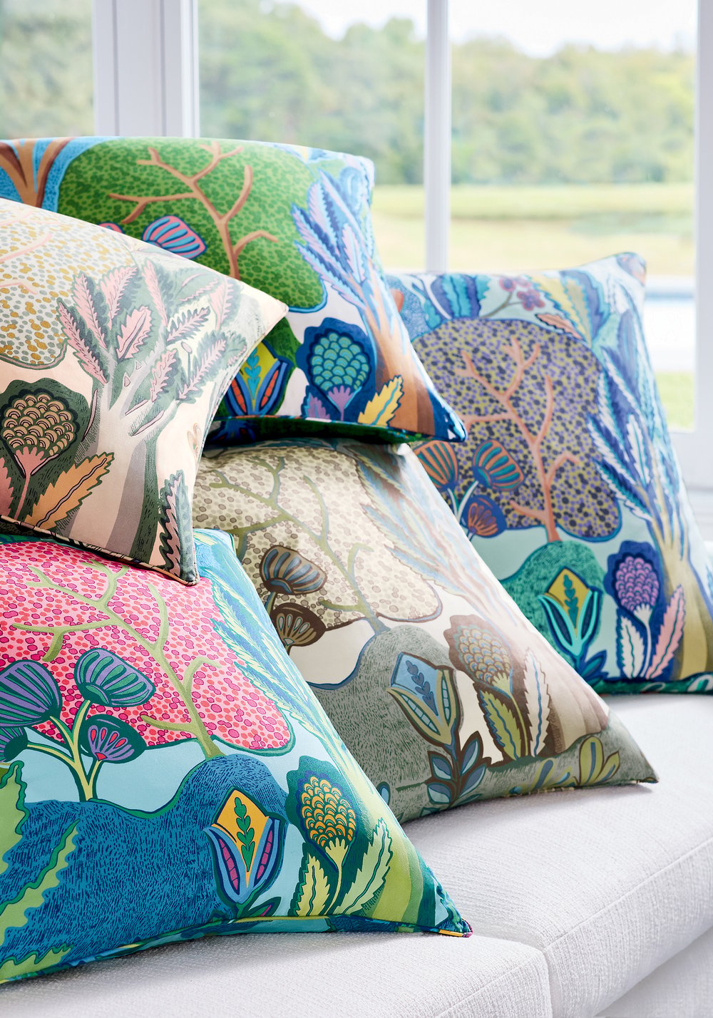 Albero Pillow Cover in Blue, Thibaut Pillows