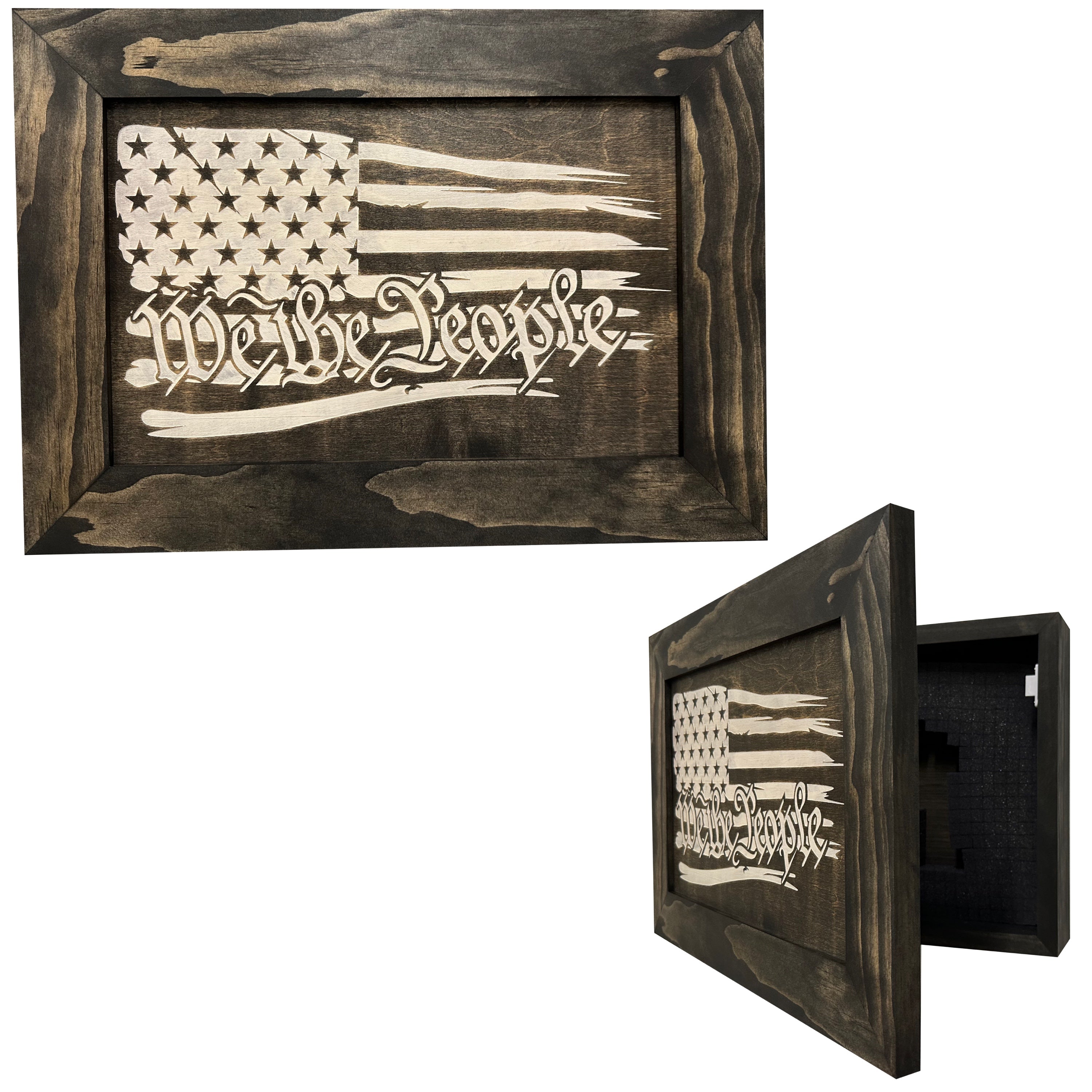 American Flag Gun Cabinet We The People Decorative and Secure Hidden by Bellewood Designs - main product image for Resin Society