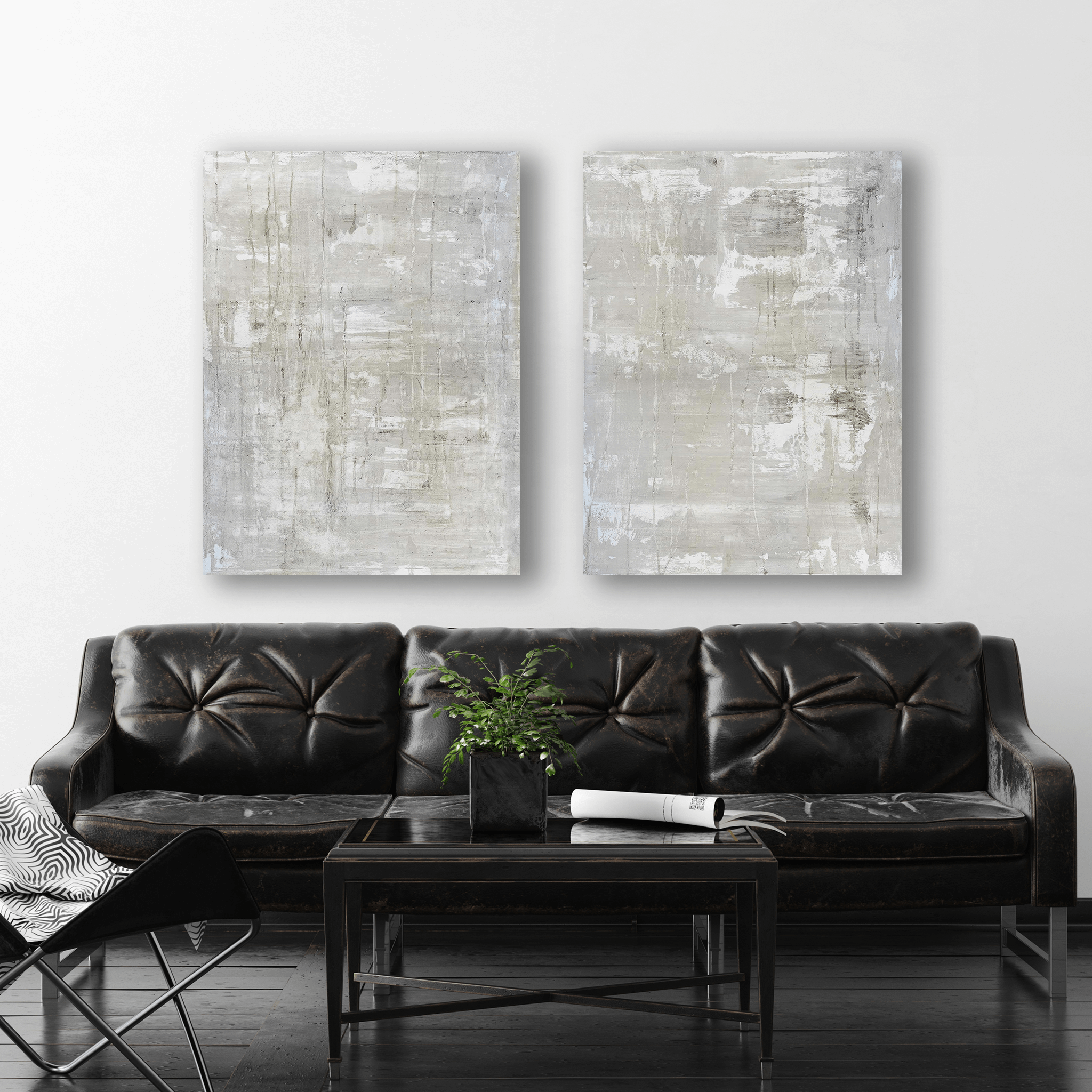 Gray on White Set of two 24x30's, White Float Frame by John Beard Collection - product image 2 for Resin Society