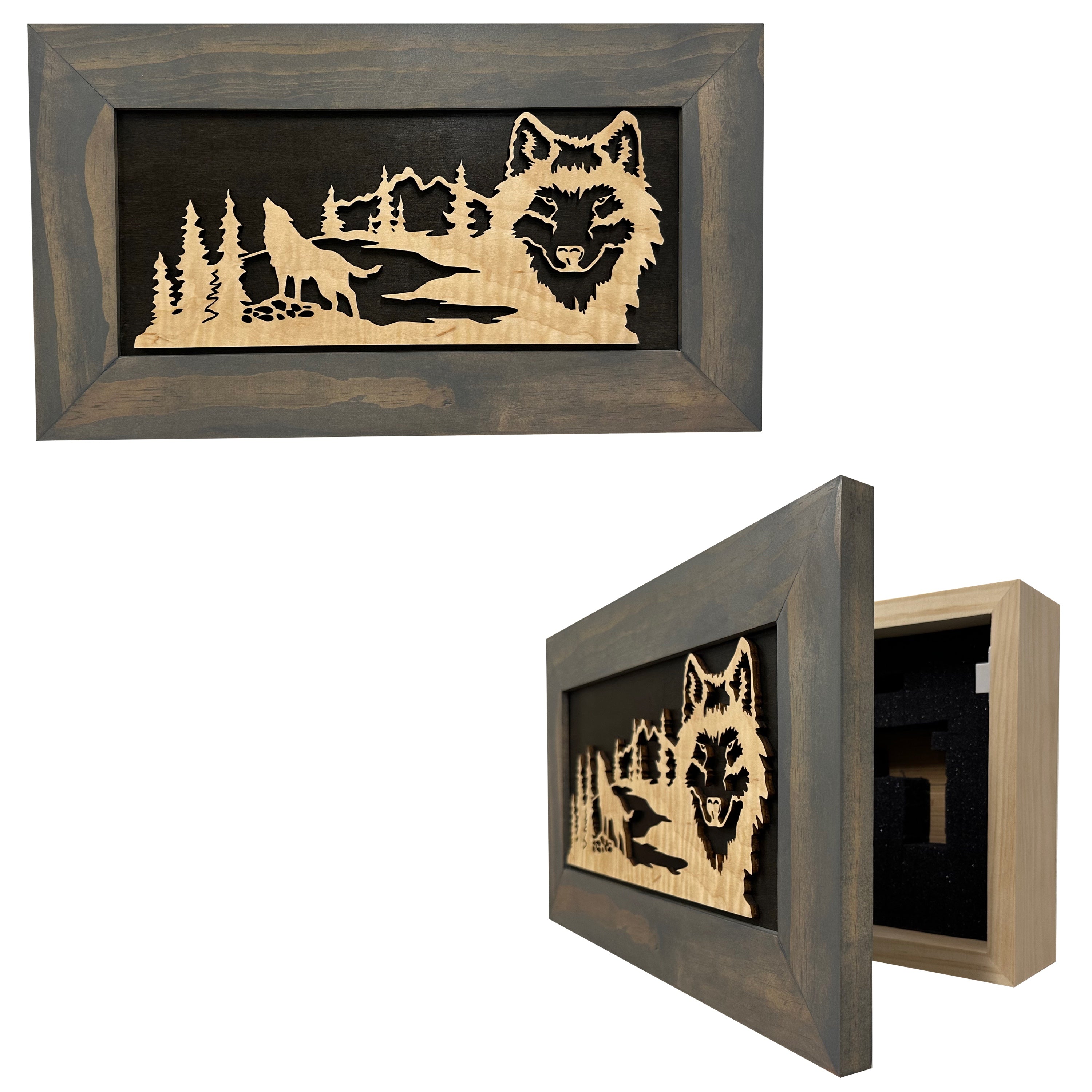 Midnight Wolf Hidden Gun Safe Concealed Furniture by Bellewood Designs - product image 9 for Resin Society
