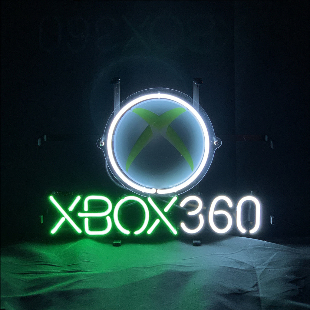 XBOX 360 Neon Signs Light mounted on wall with glowing neon elements