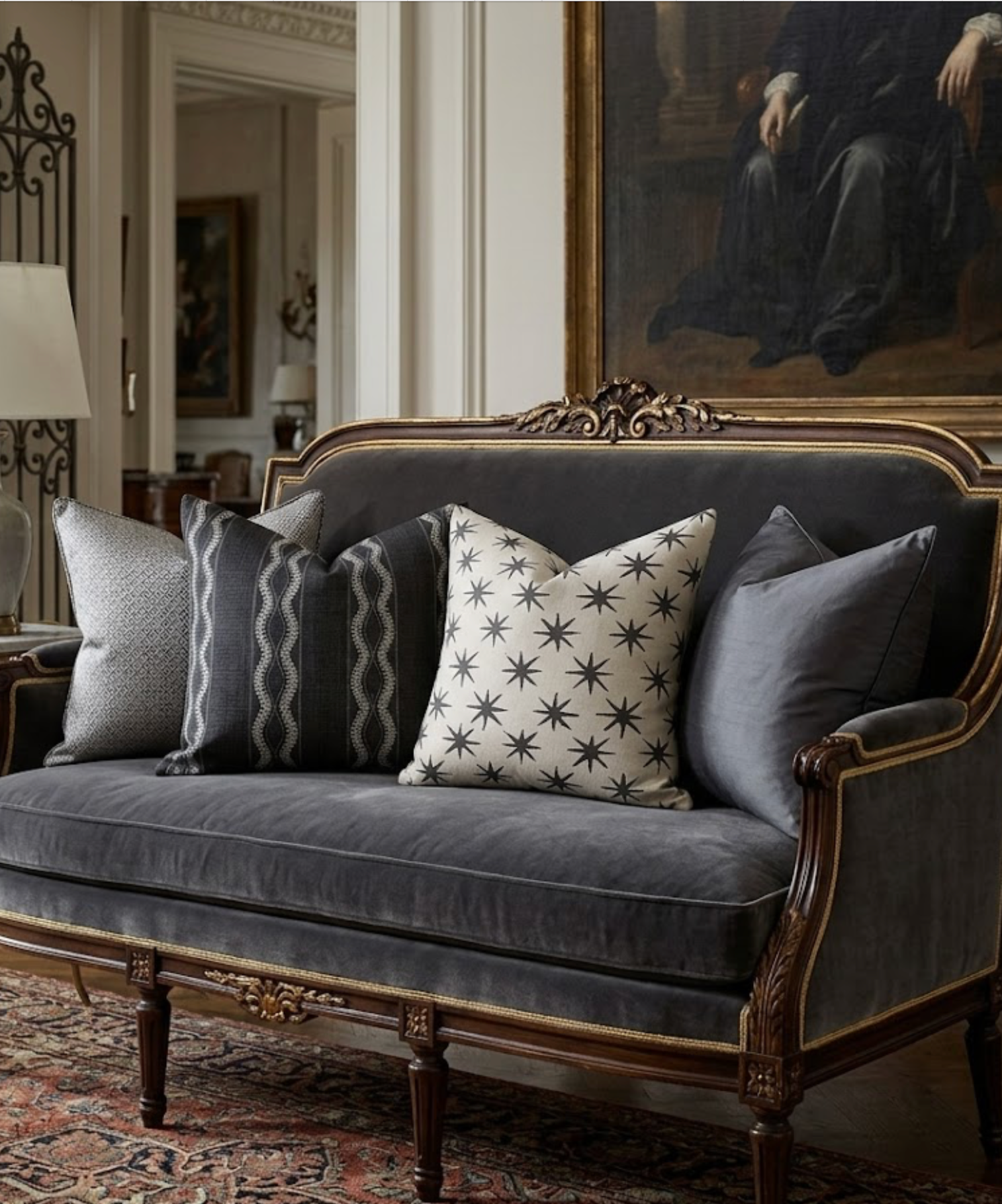Zanzibar Pillow Cover in Charcoal, Peter Dunham Textiles