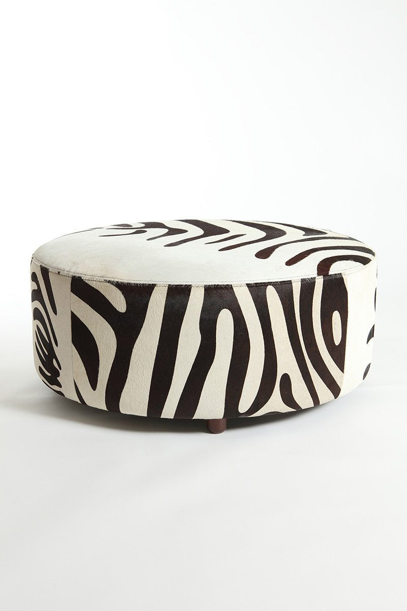 Round Cowhide Ottoman by Homelosophy