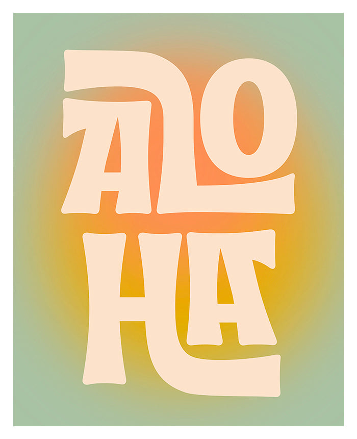 Framed Aloha Modern Art Print hanging on a wall