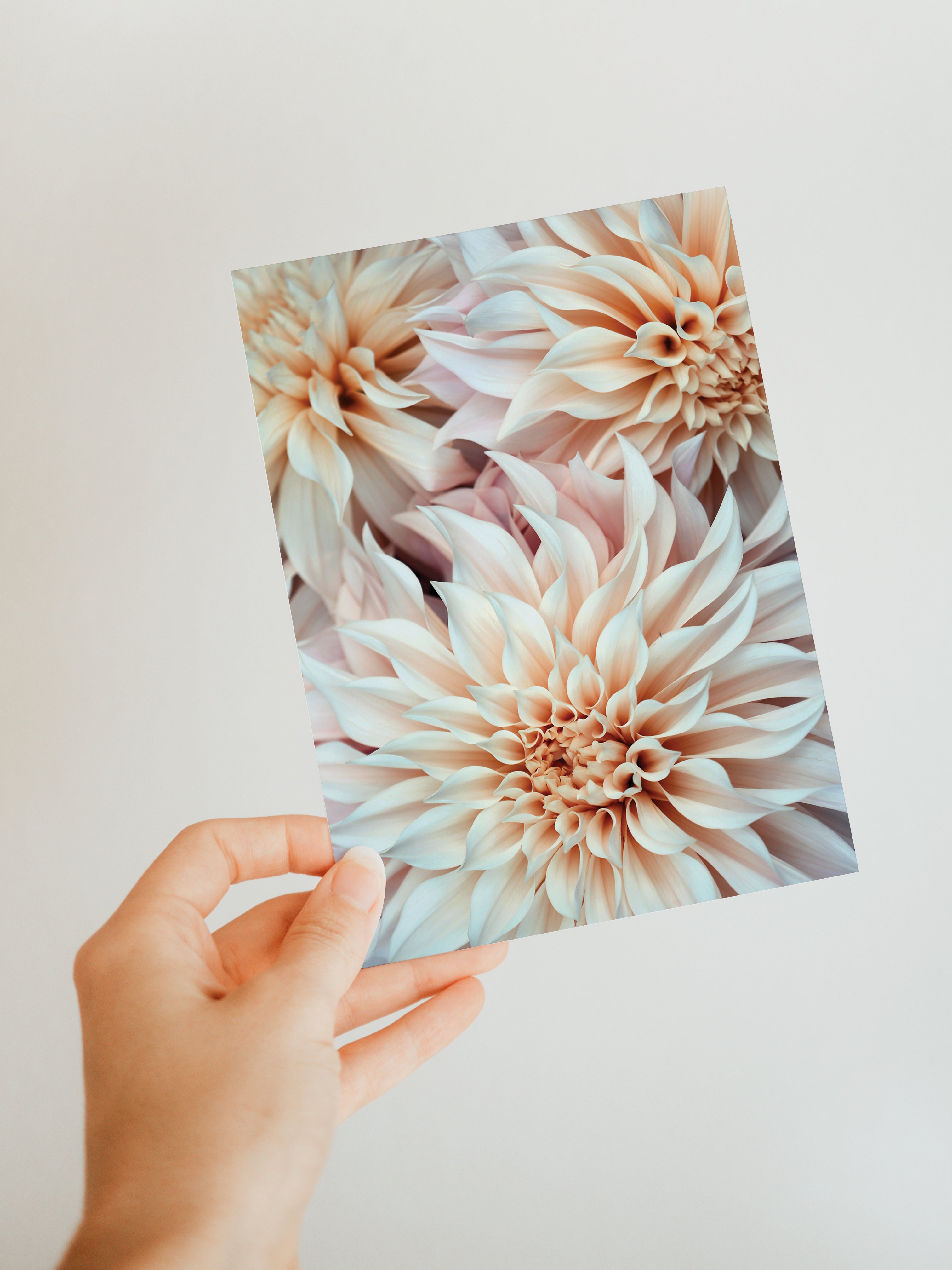 Cafe Au Lait Blank Note Card by Alicia Bock laying on a neutral linen fabric with matching envelope