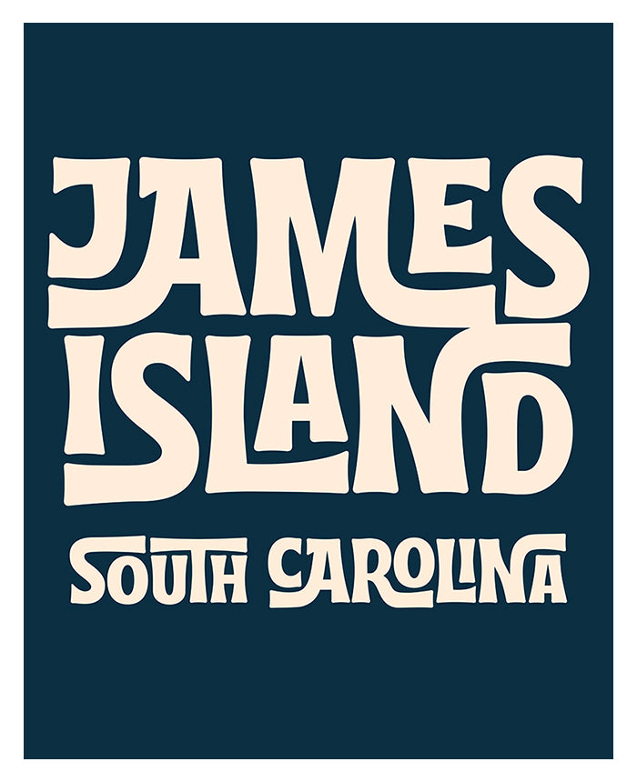 Unframed Destination: James Island modern art print with blue and beige tones on matte fine art paper