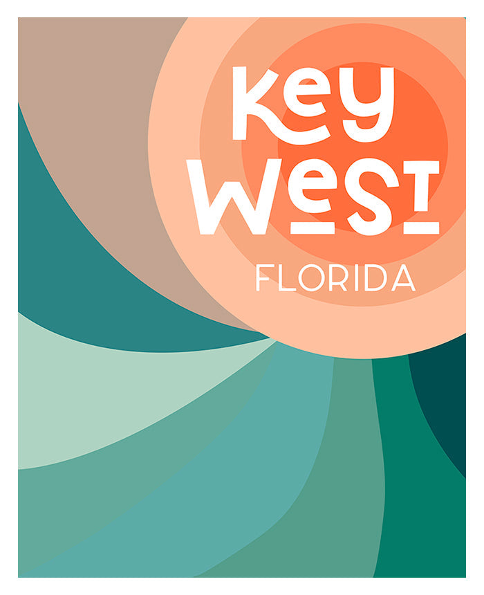 Destination: Key West modern art print by Alicia Bock, framed and displayed on a wall