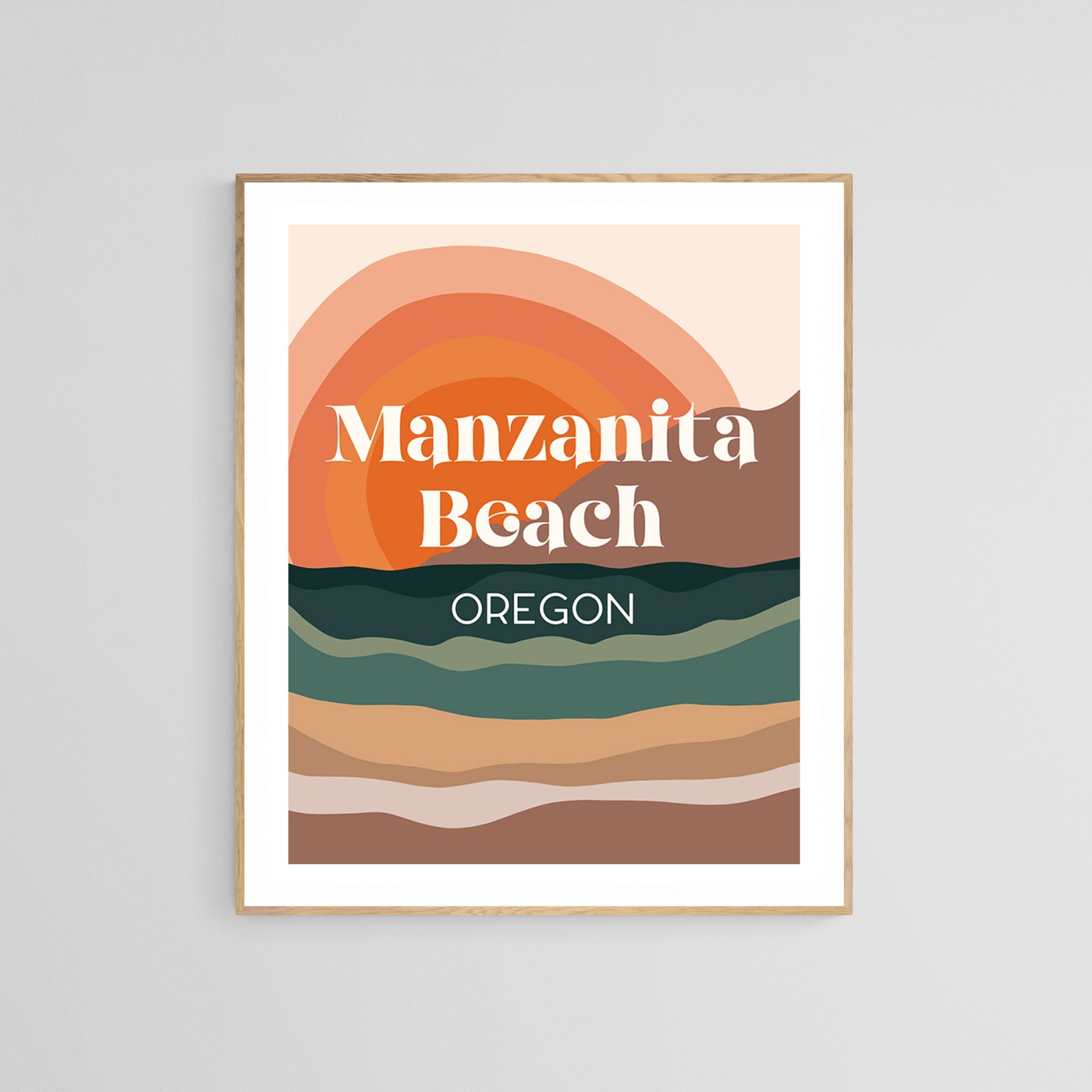 Destination: Manzanita Beach, Oregon - Modern Typography Art Print