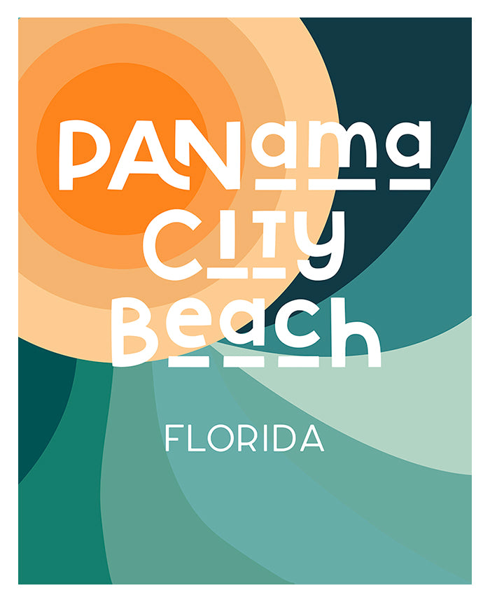 Modern art print titled 'Destination: Panama City Beach, Florida' by Alicia Bock displaying abstract coastal hues and shapes