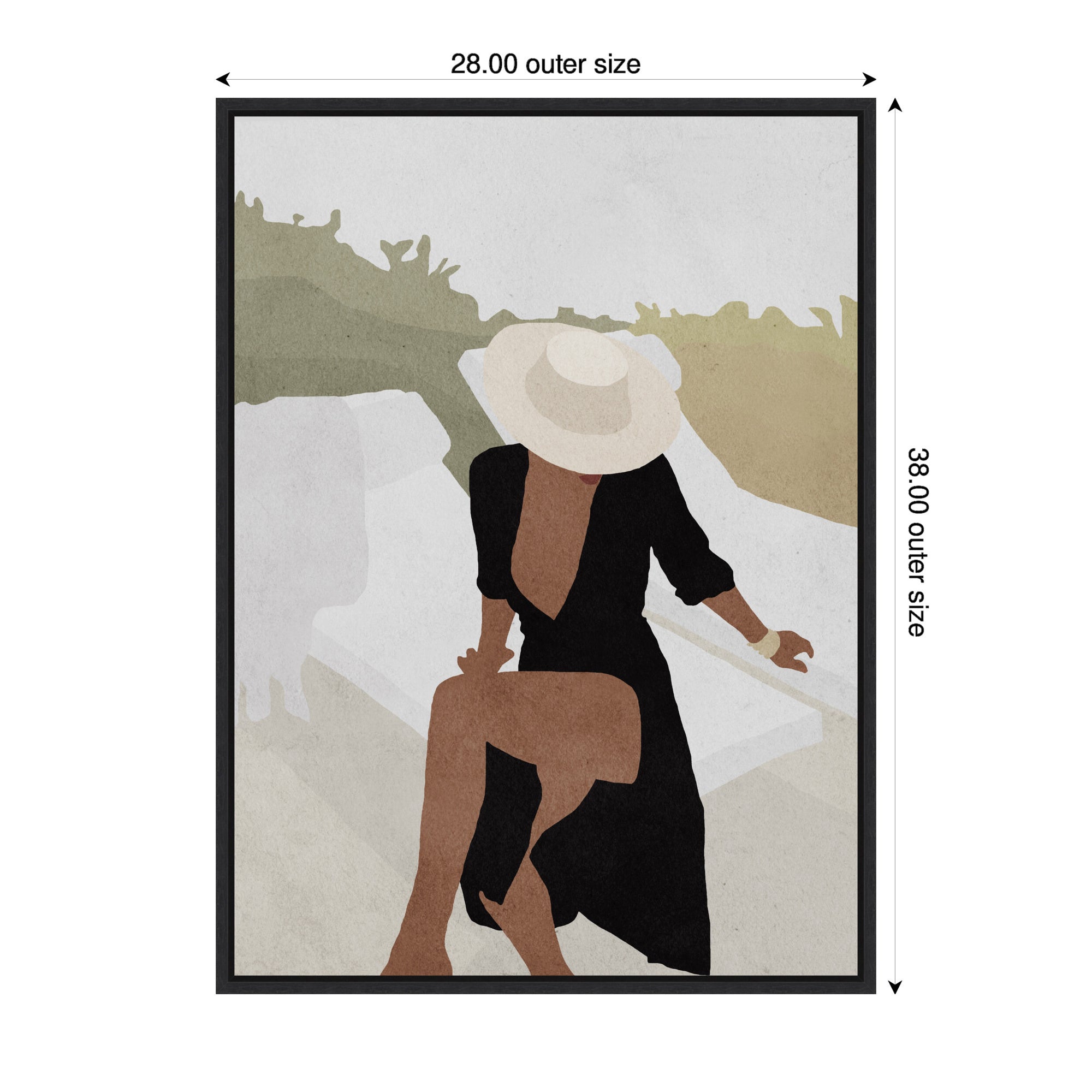 Sylvie Elegant Woman in Hat Framed Canvas by July Art Prints