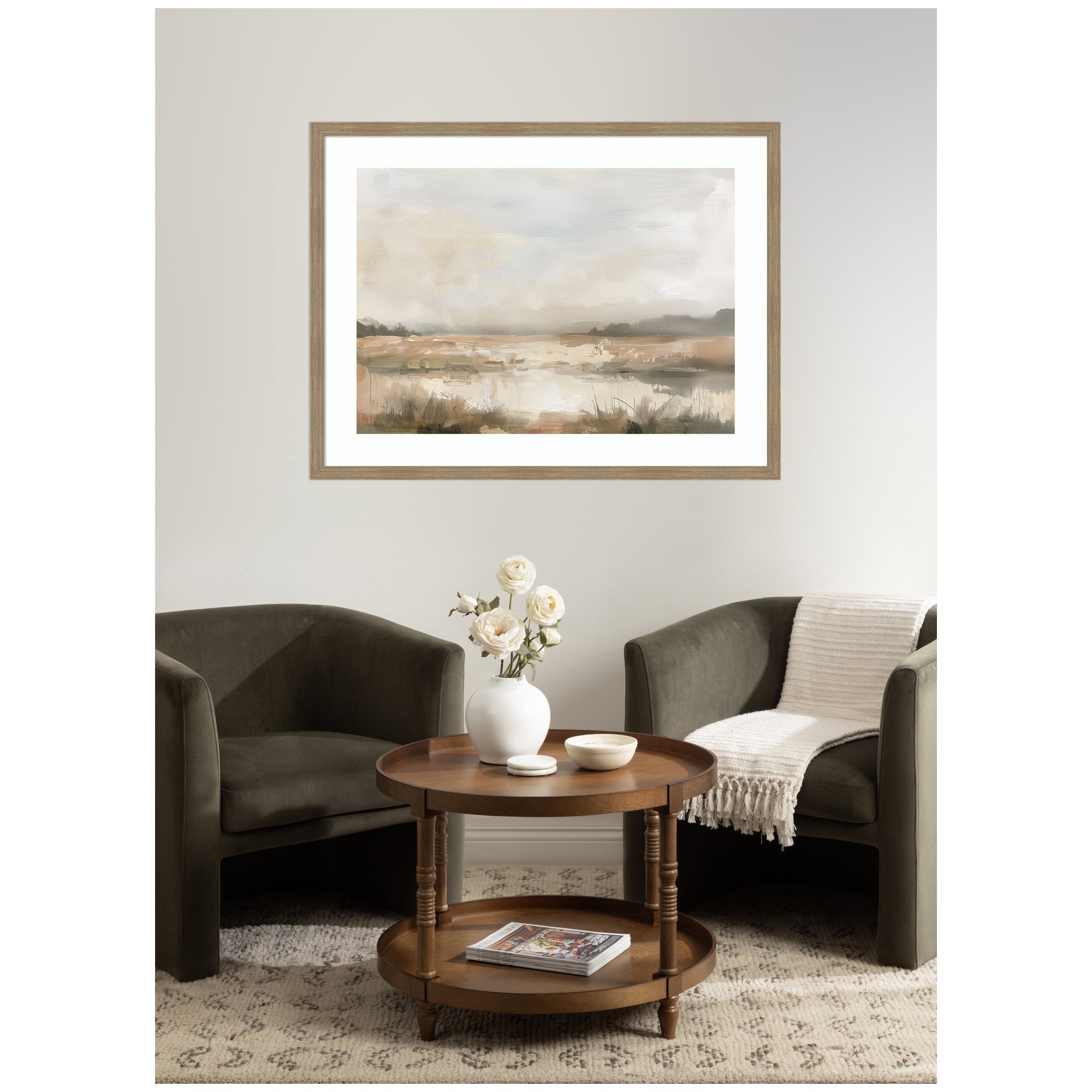 Neutral Abstract Landscape by The Creative Bunch Studio Framed Wall Art Print
