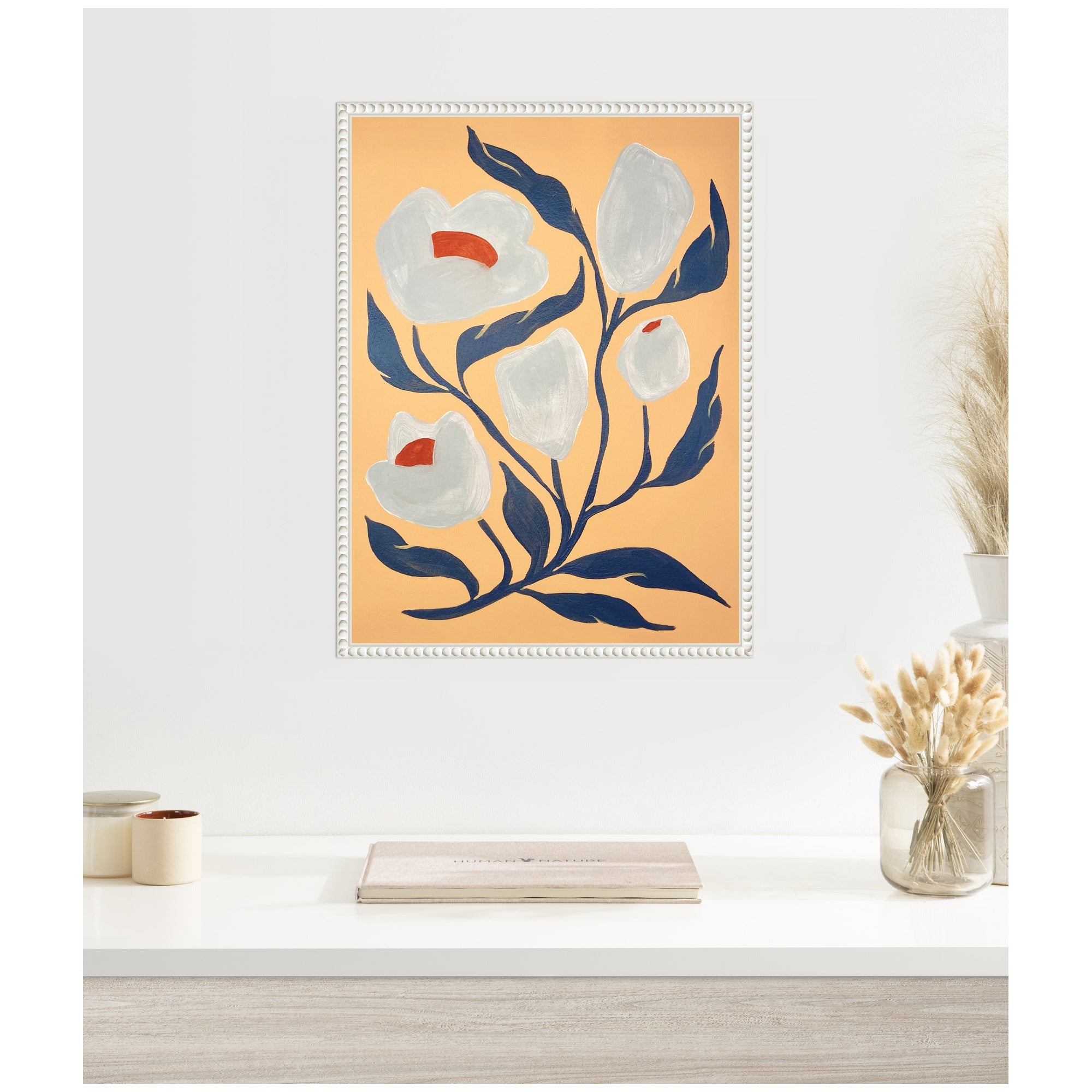 Sylvie Gray Flower Framed Canvas by Emma Daisy