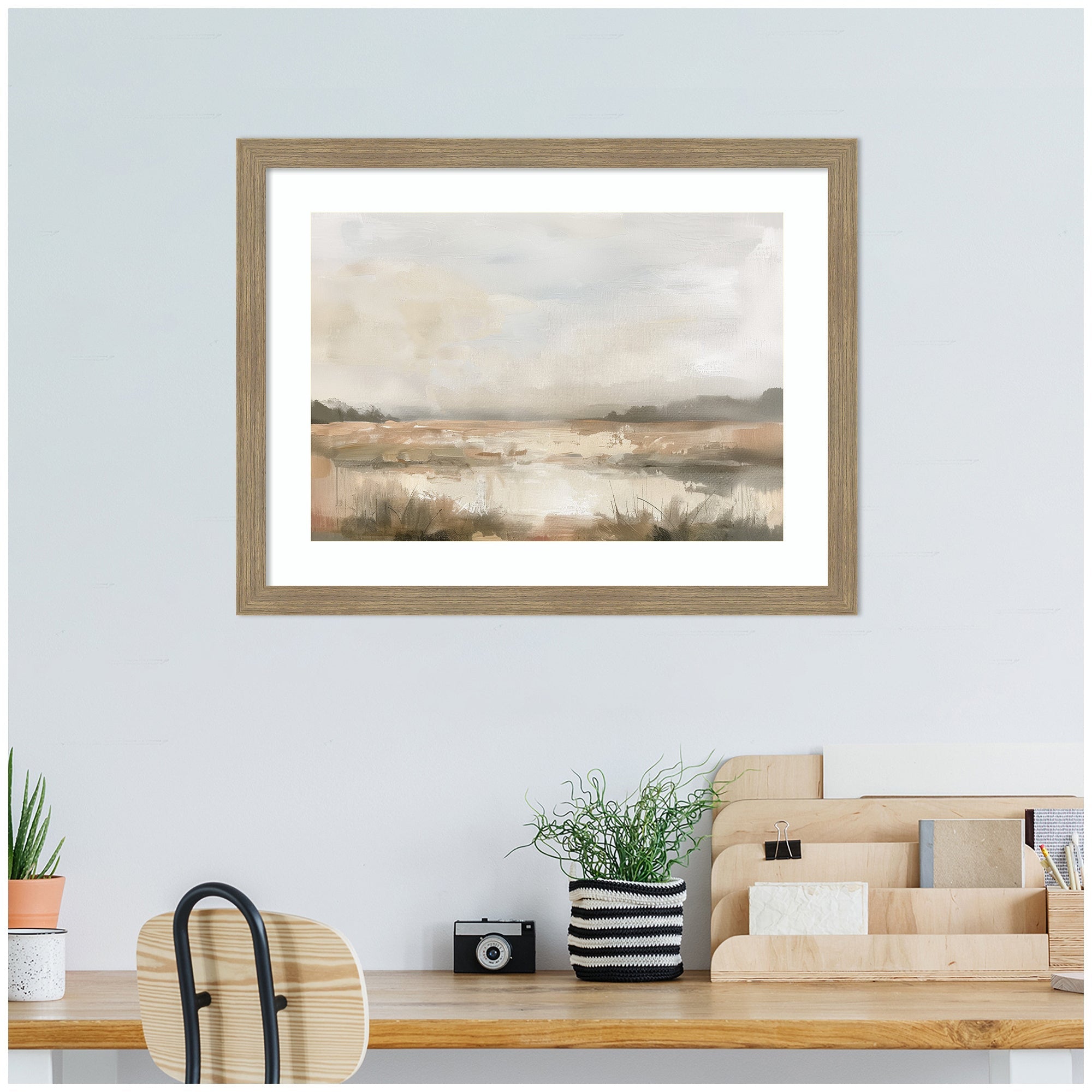 Neutral Abstract Landscape by The Creative Bunch Studio Framed Wall Art Print