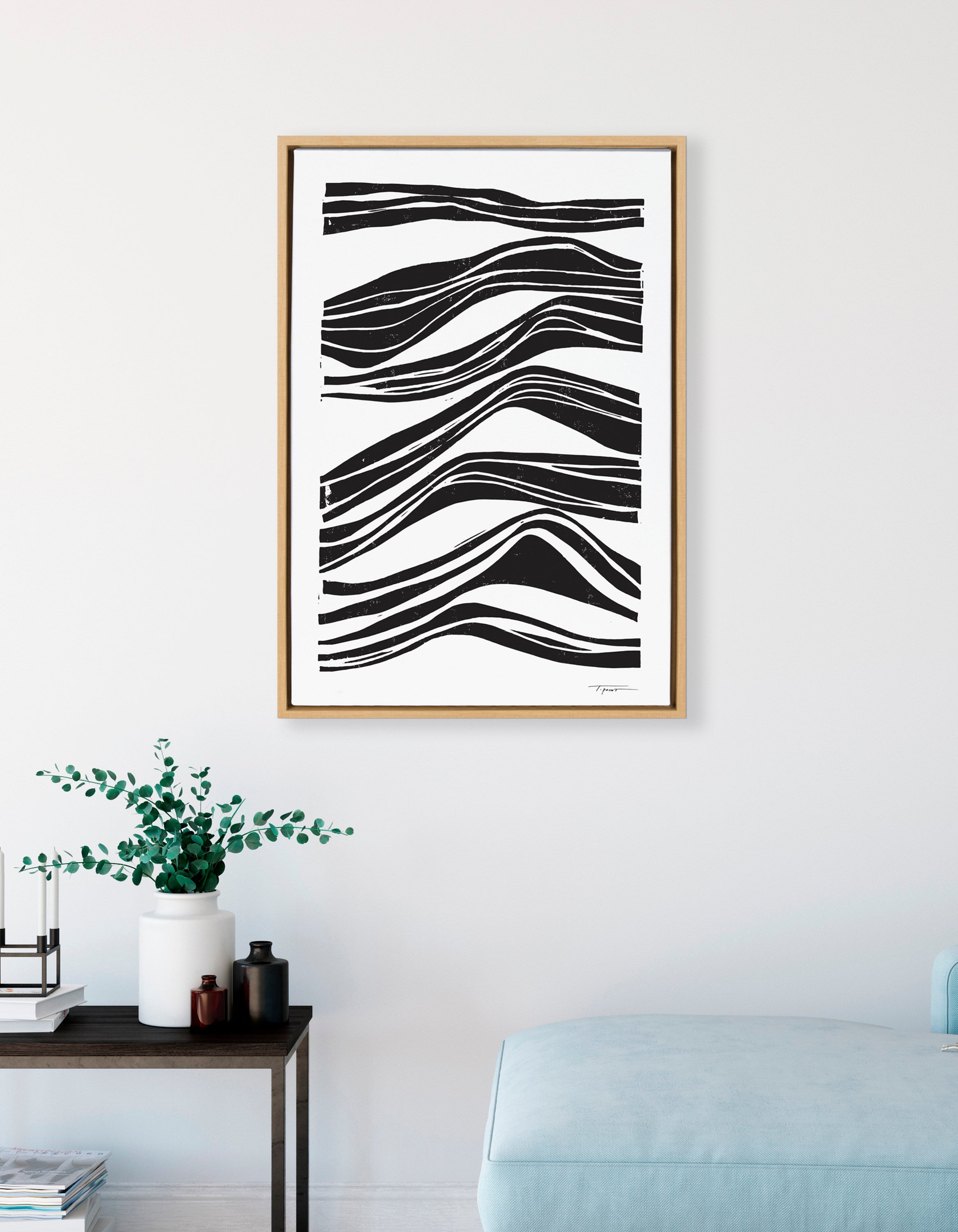 Sylvie Abstract Waves Framed Canvas by kateandlaurel - product image 5 for Resin Society