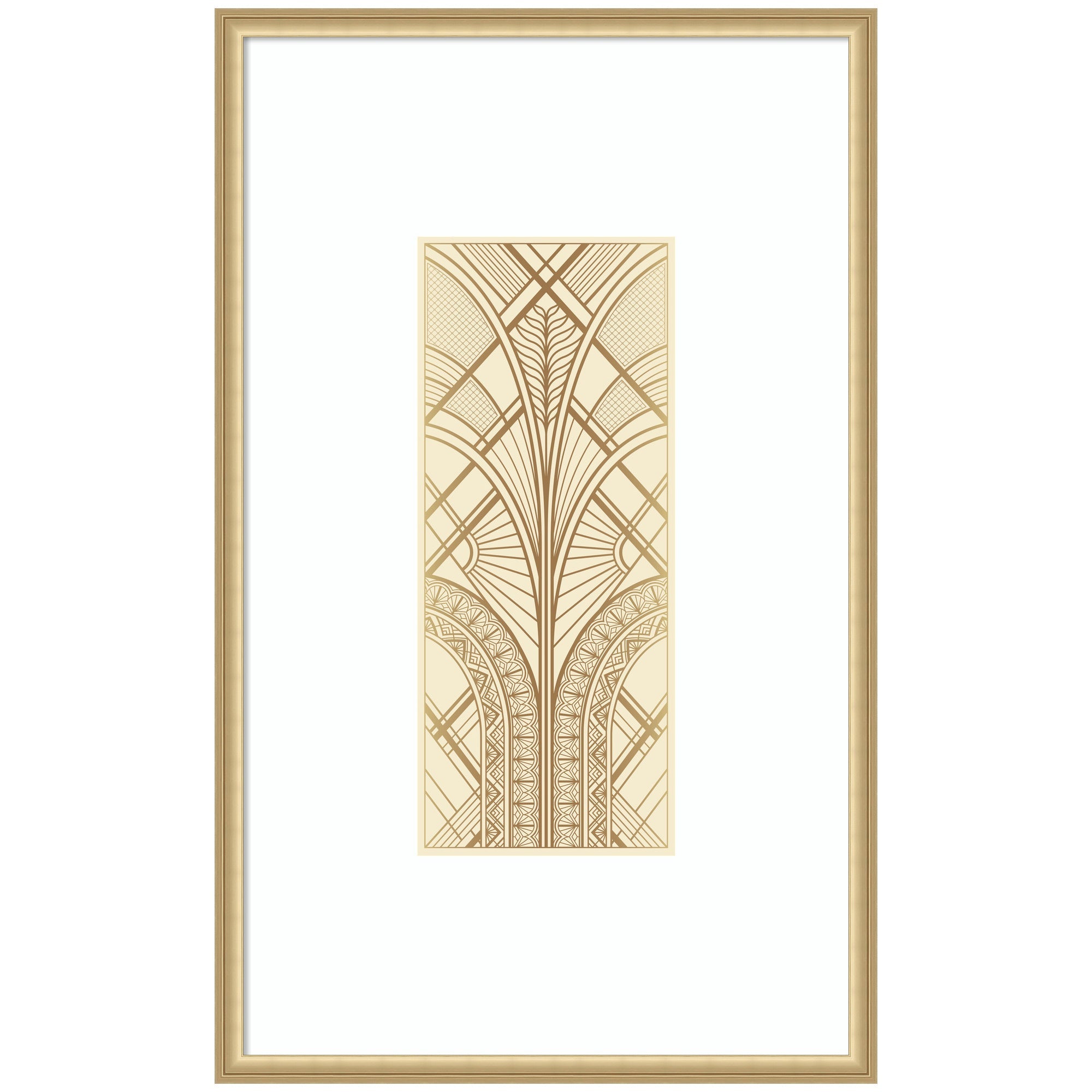 Retro Art Deco Glam Abstract framed wall art print with Florence Gold frame