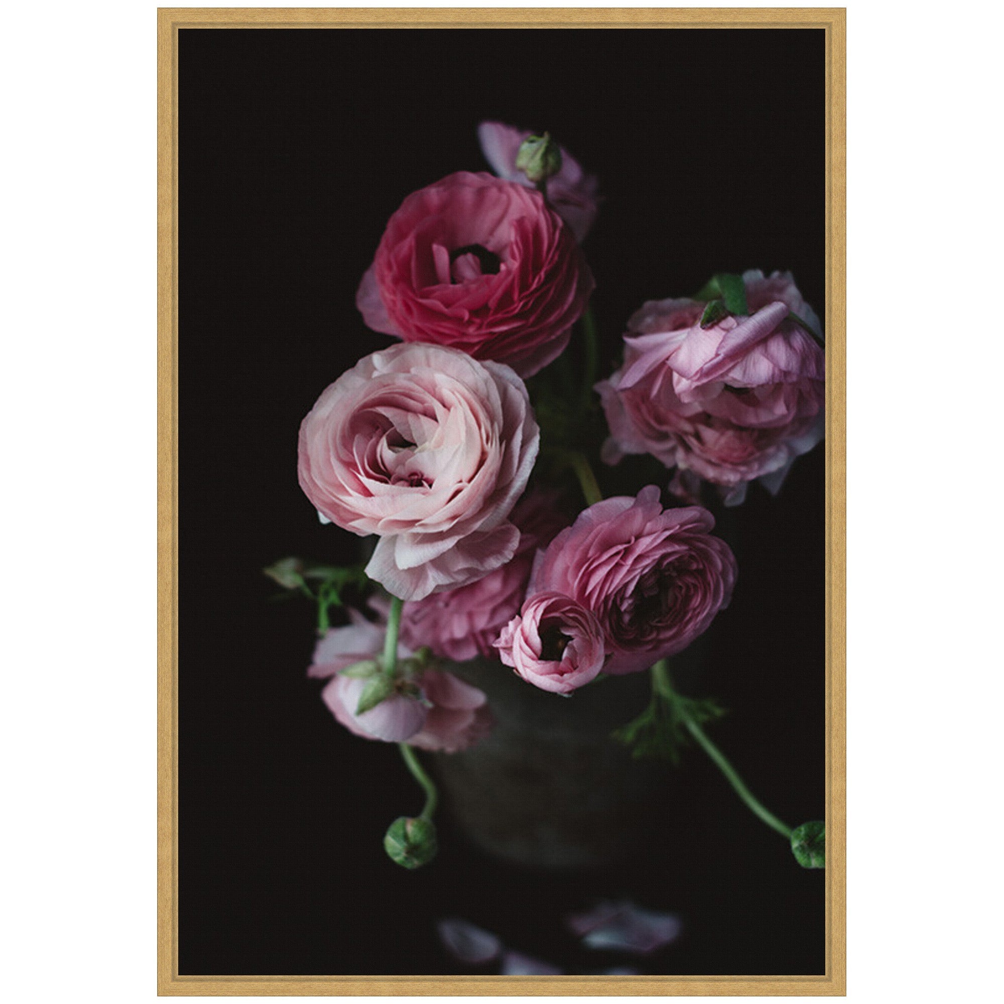 Sylvie Moody Dark Pink Floral Bouquet Framed Canvas by Kristy Campbell