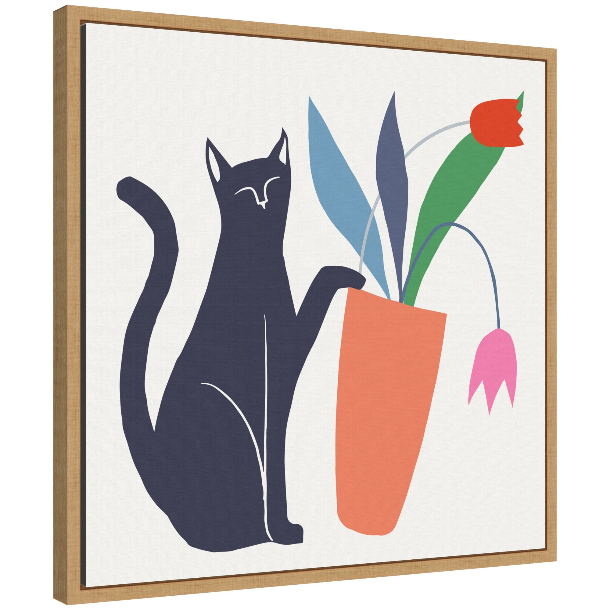 Sylvie Cat Vase 6 Framed Canvas by Hannah Beisang