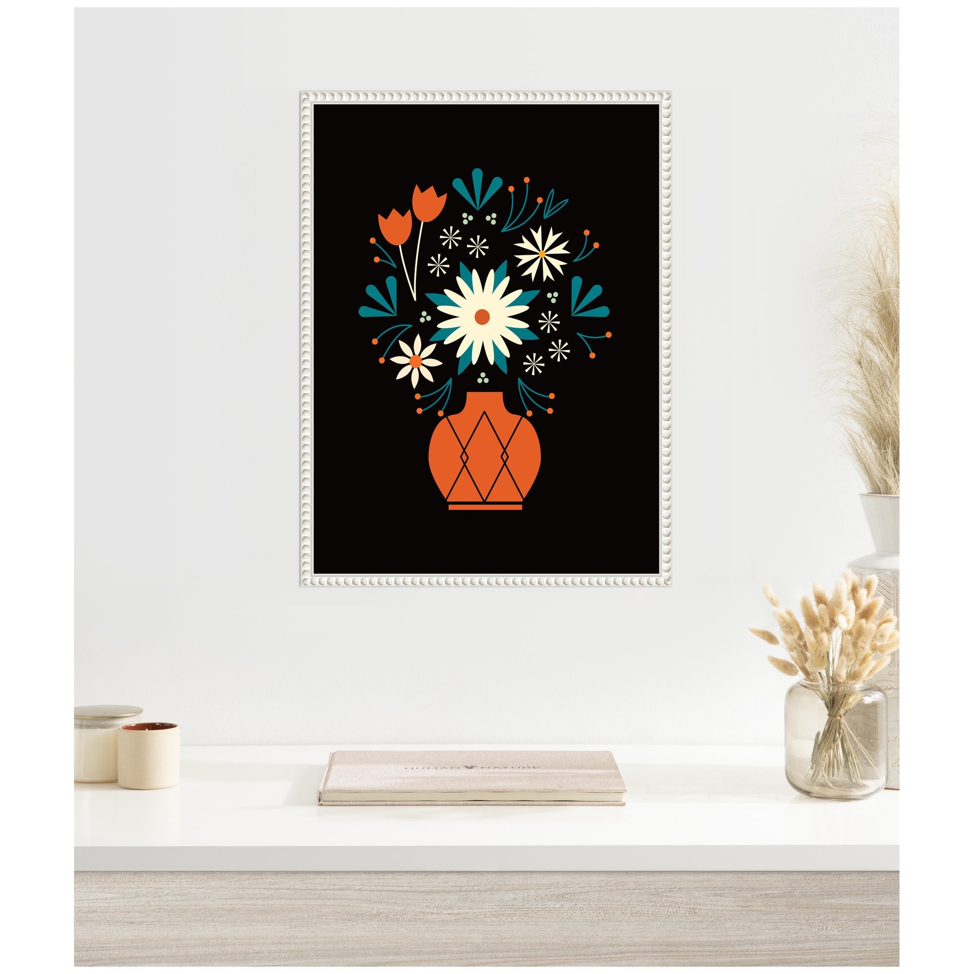 Sylvie Floral Red Vase Framed Canvas by Amber Leaders