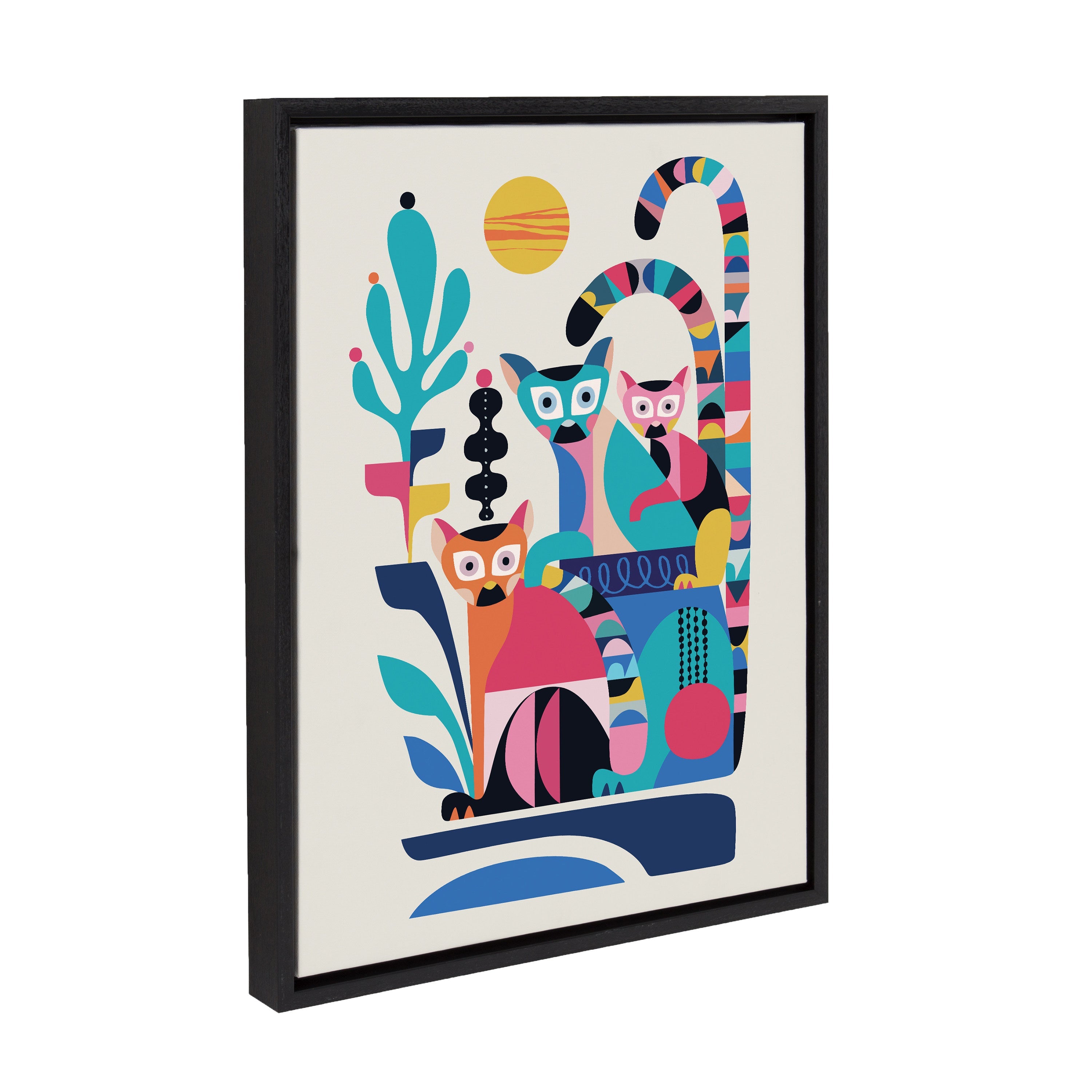 Sylvie Mid Century Modern Lemur Framed Canvas by Rachel Lee
