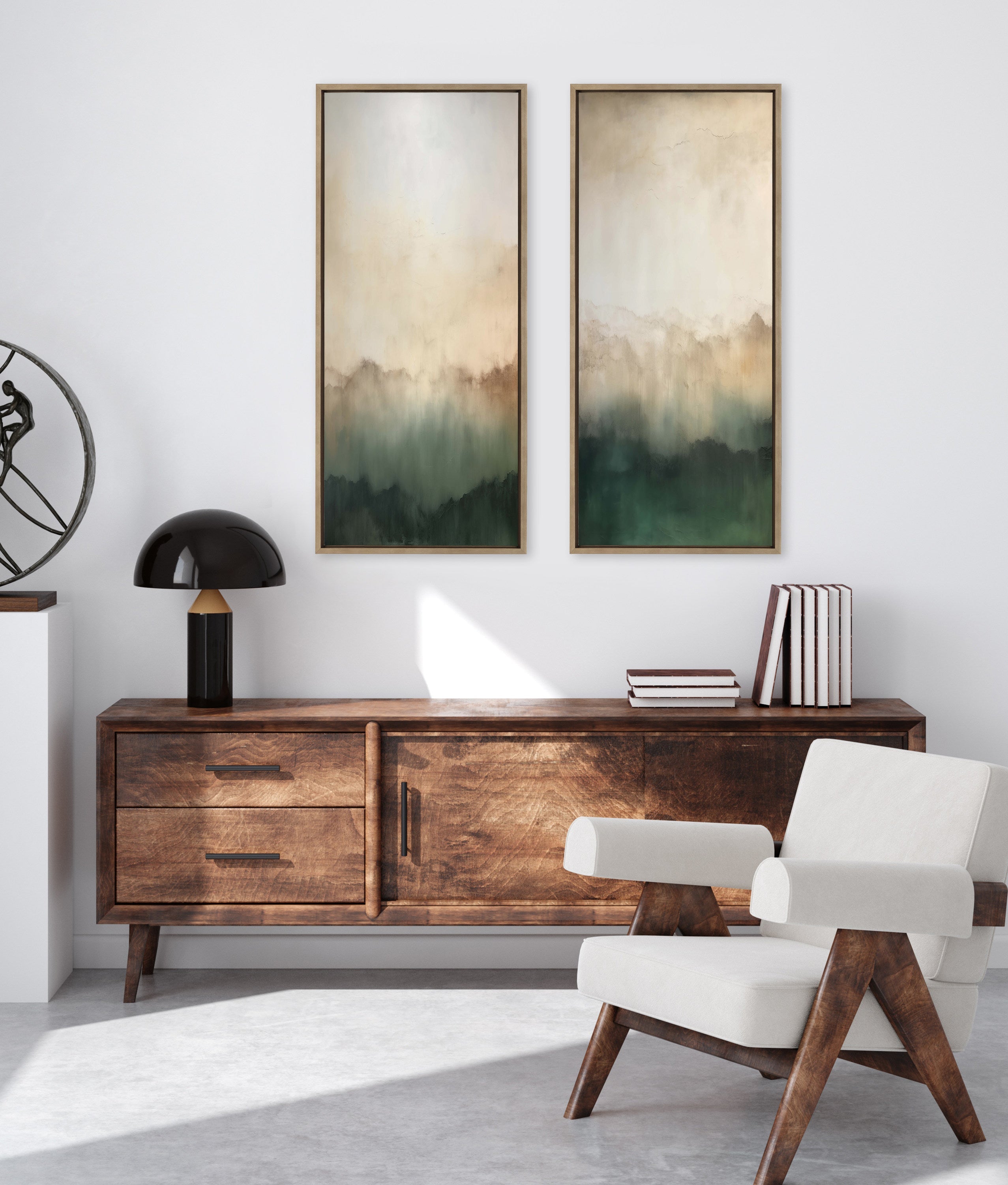 Sylvie Green Mountain Abstract I Framed Canvas by Amy Lighthall