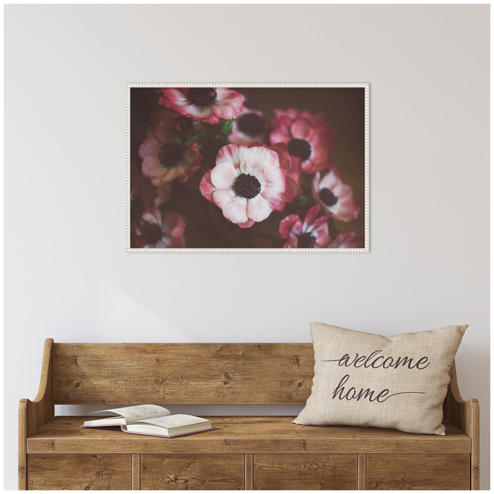 Sylvie Bouquet of Deep Pink Anemones Framed Canvas by Kristy Campbell