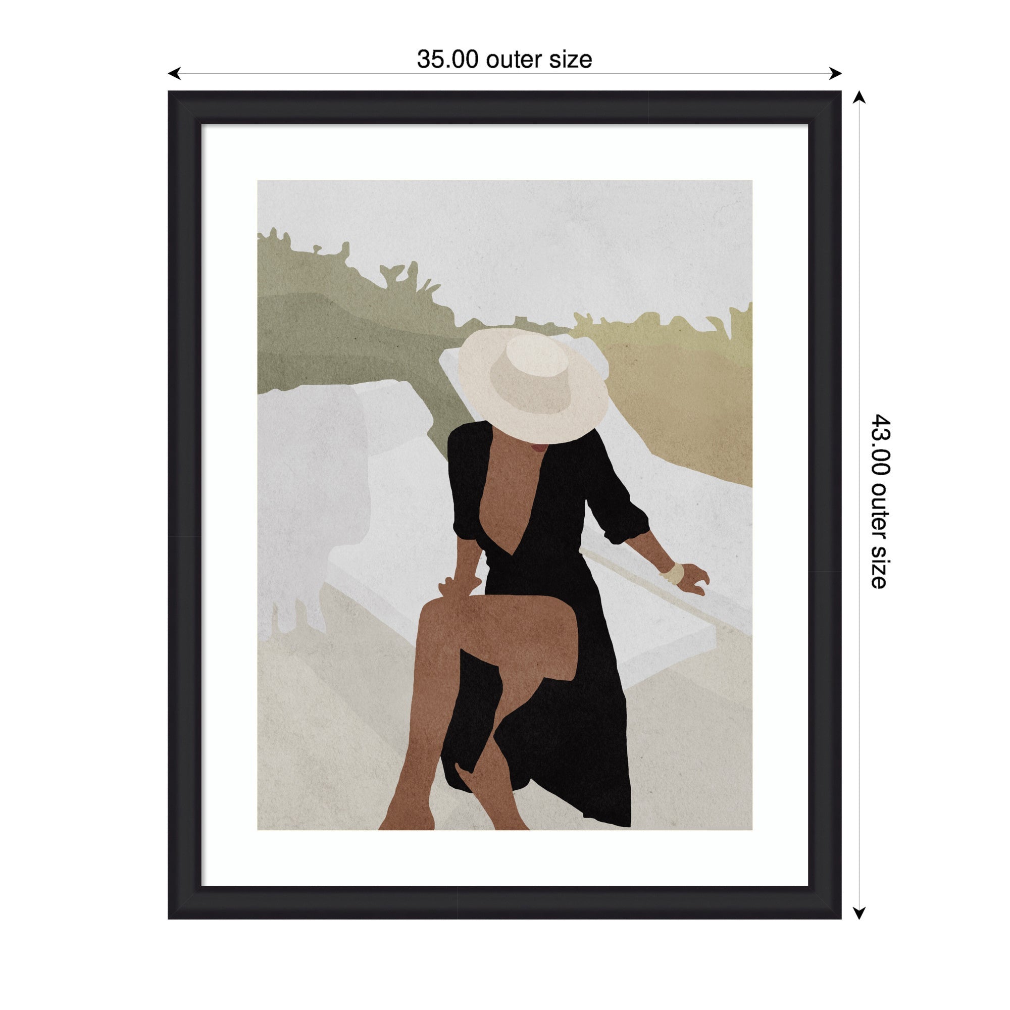 Framed Art Elegant Woman in Hat by July Art Prints