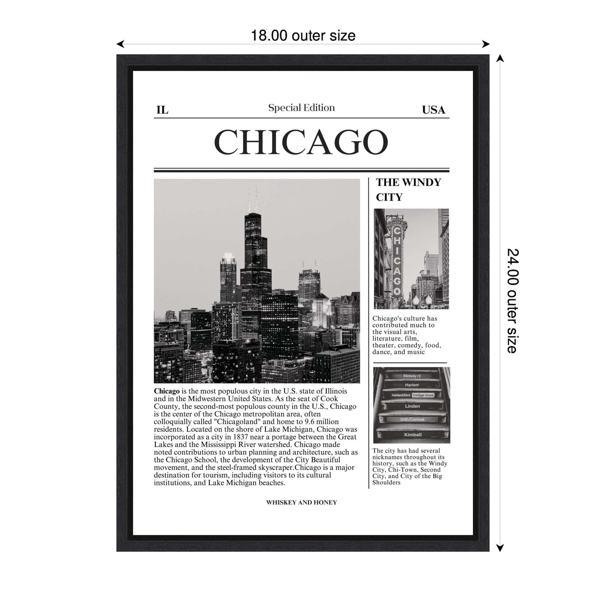 Chicago City Article by Megan Ryan Framed Canvas Wall Art Print