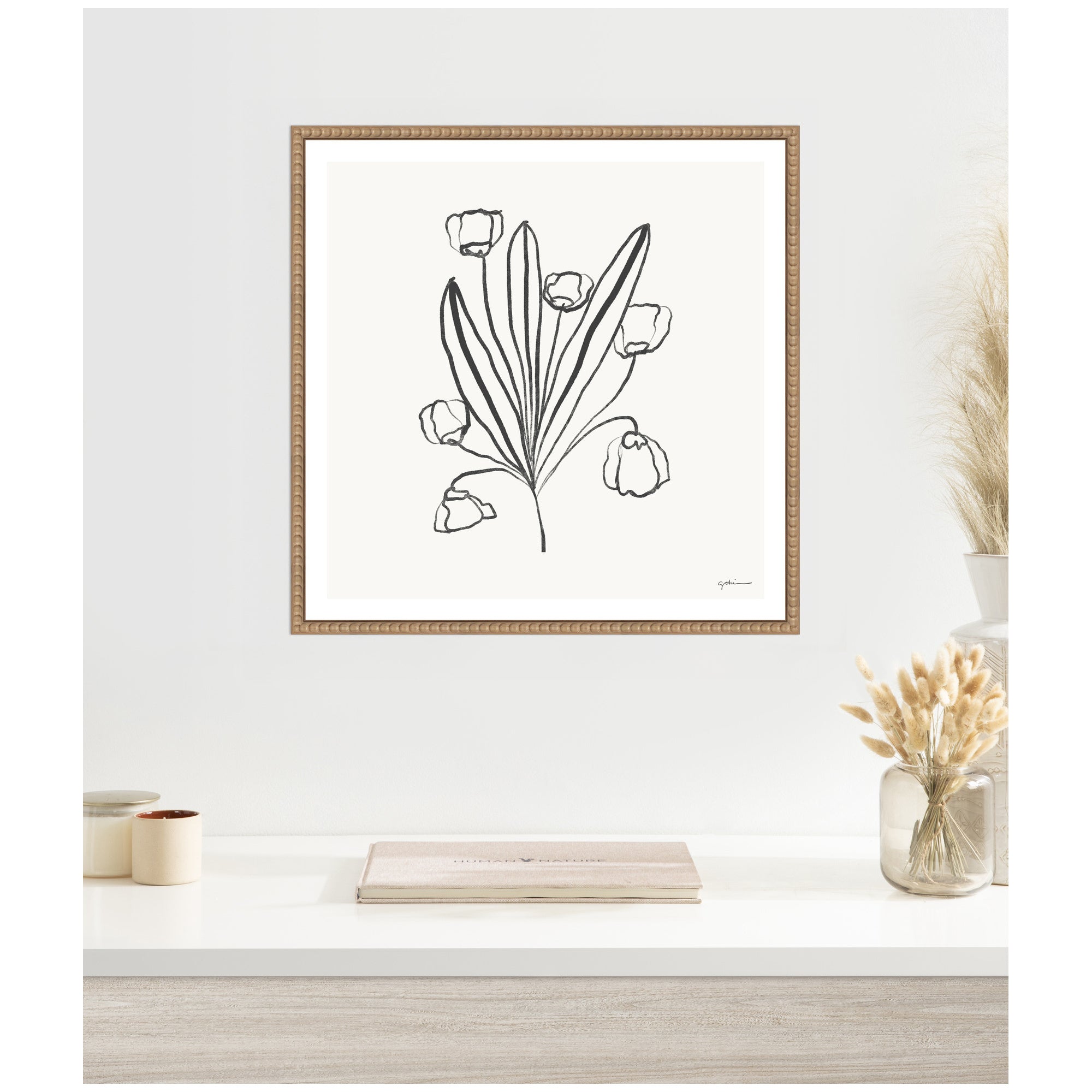 Floral Bouquet by Gabrielly Guedes Framed Canvas Wall Art Print