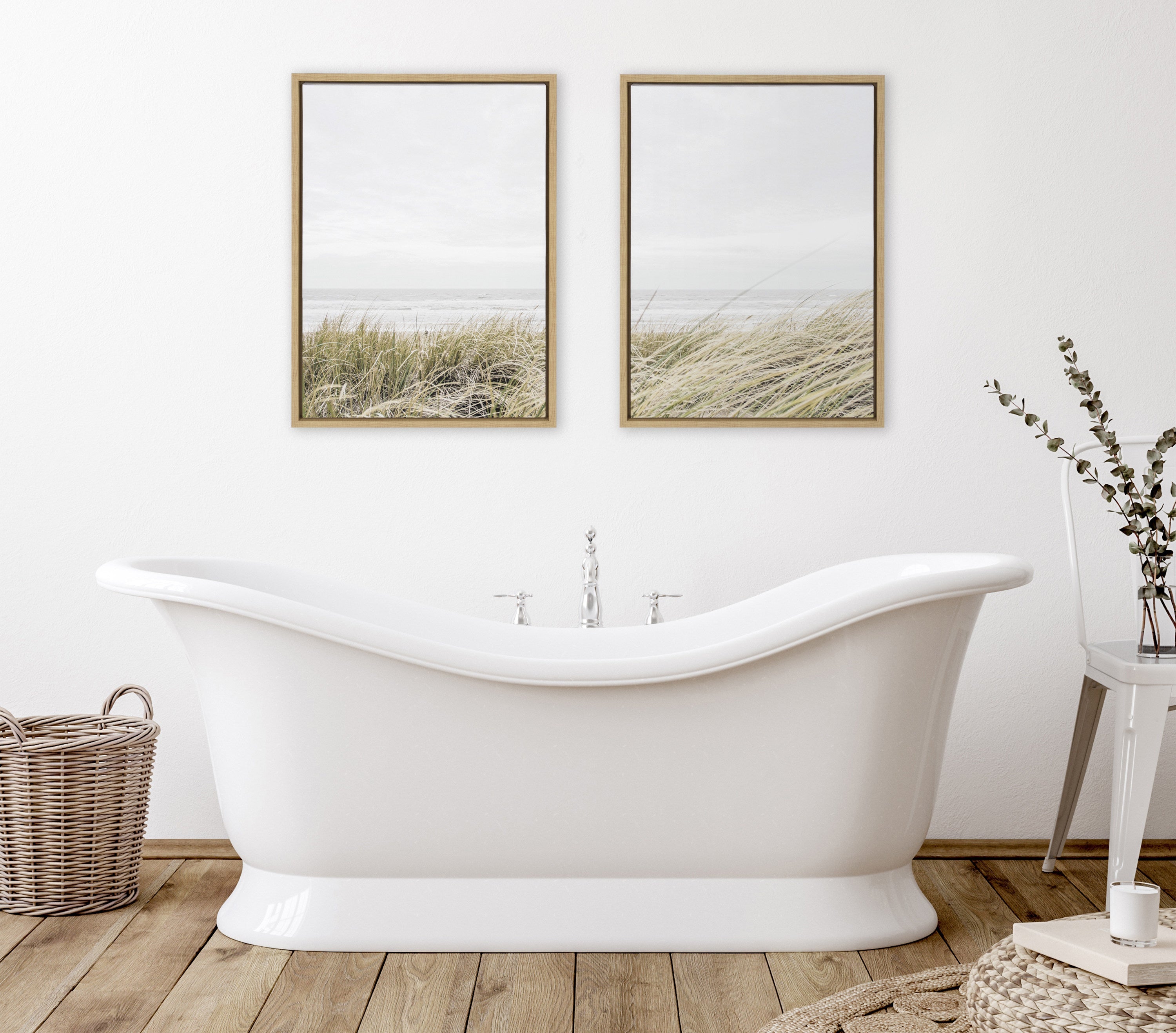 Sylvie East Beach Left and Right Framed Canvas by kateandlaurel - product image 5 for Resin Society