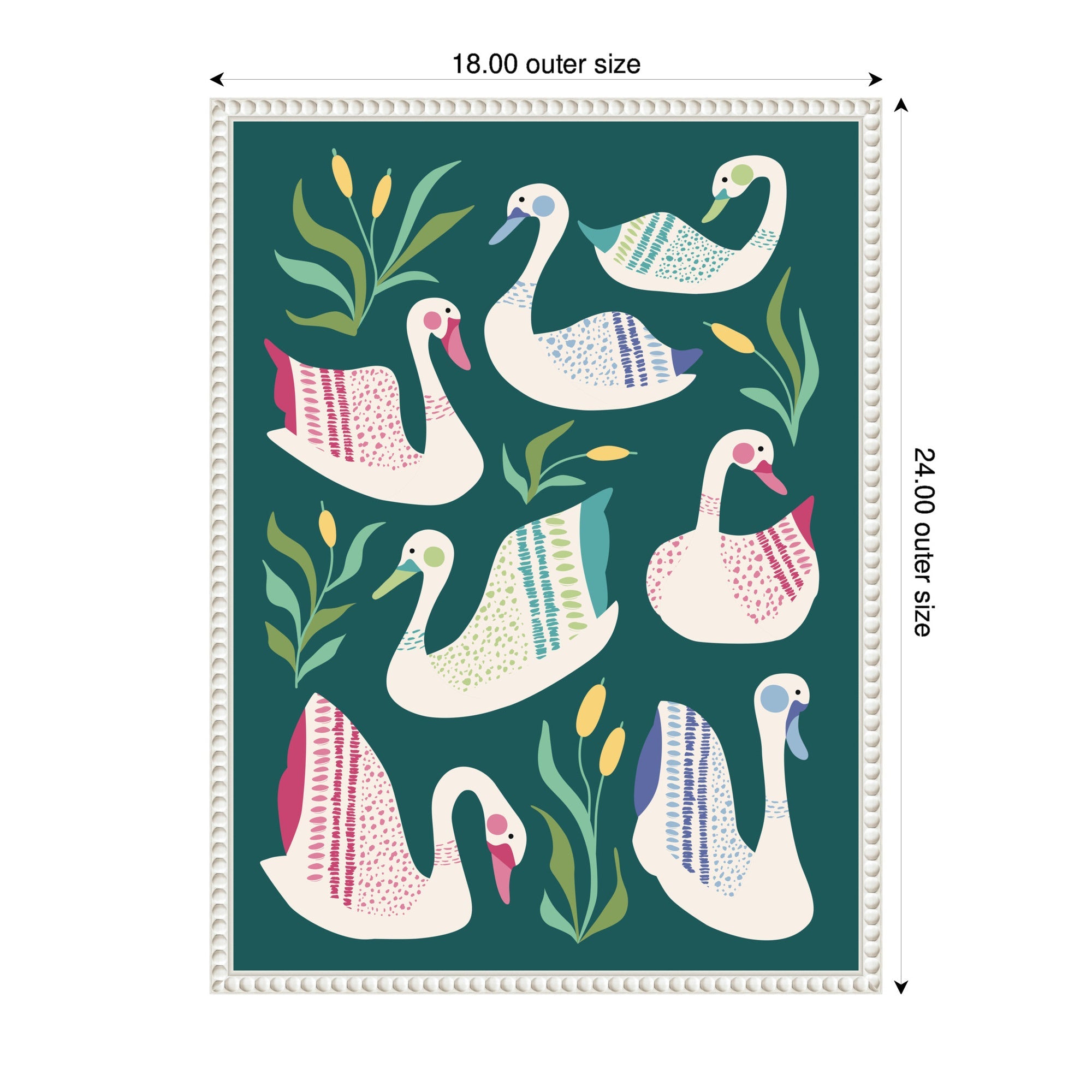 Sylvie Swans Pond Framed Canvas by Rachel Lee