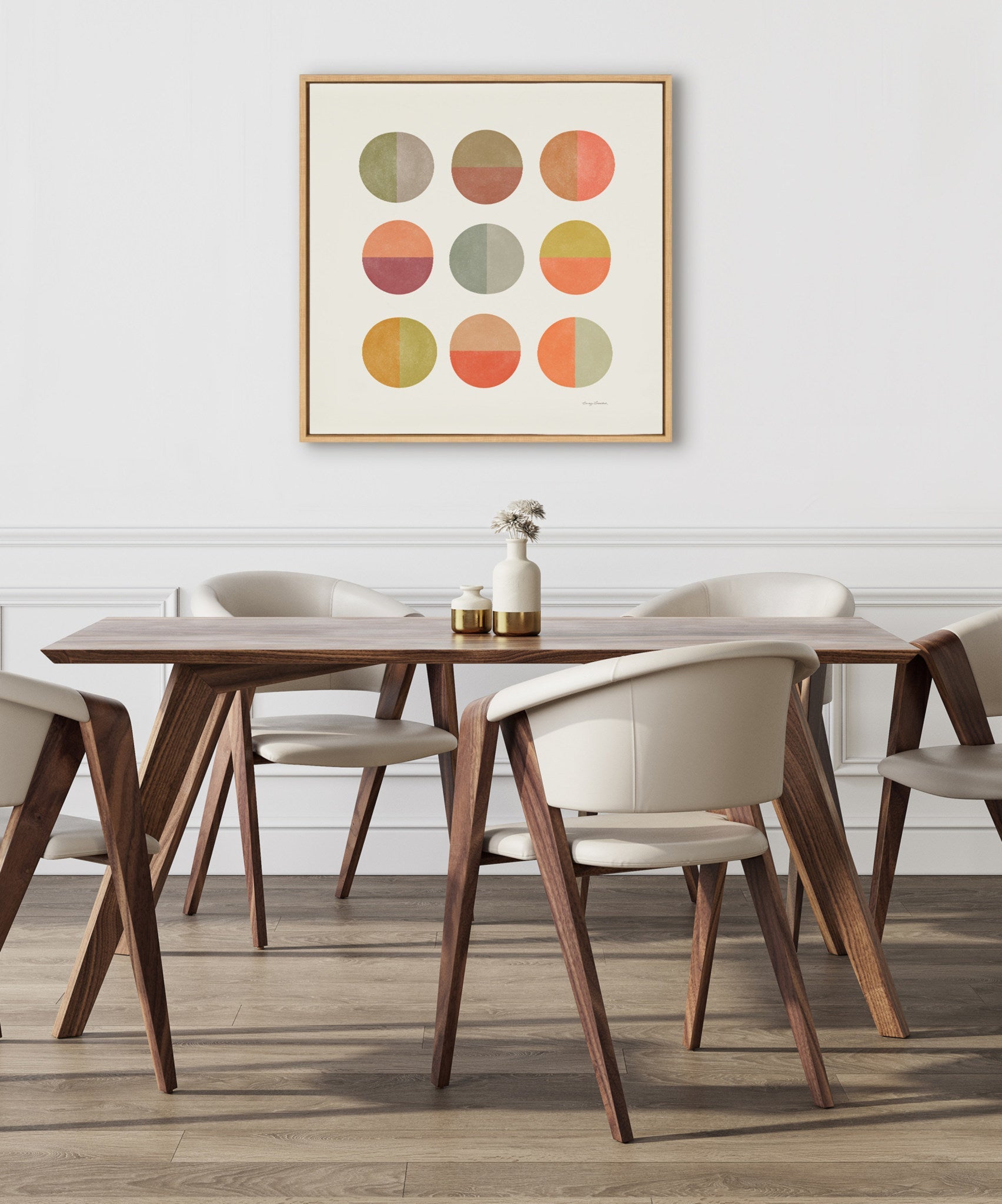 Sylvie Sunset Circles Framed Canvas by Carey Copeland