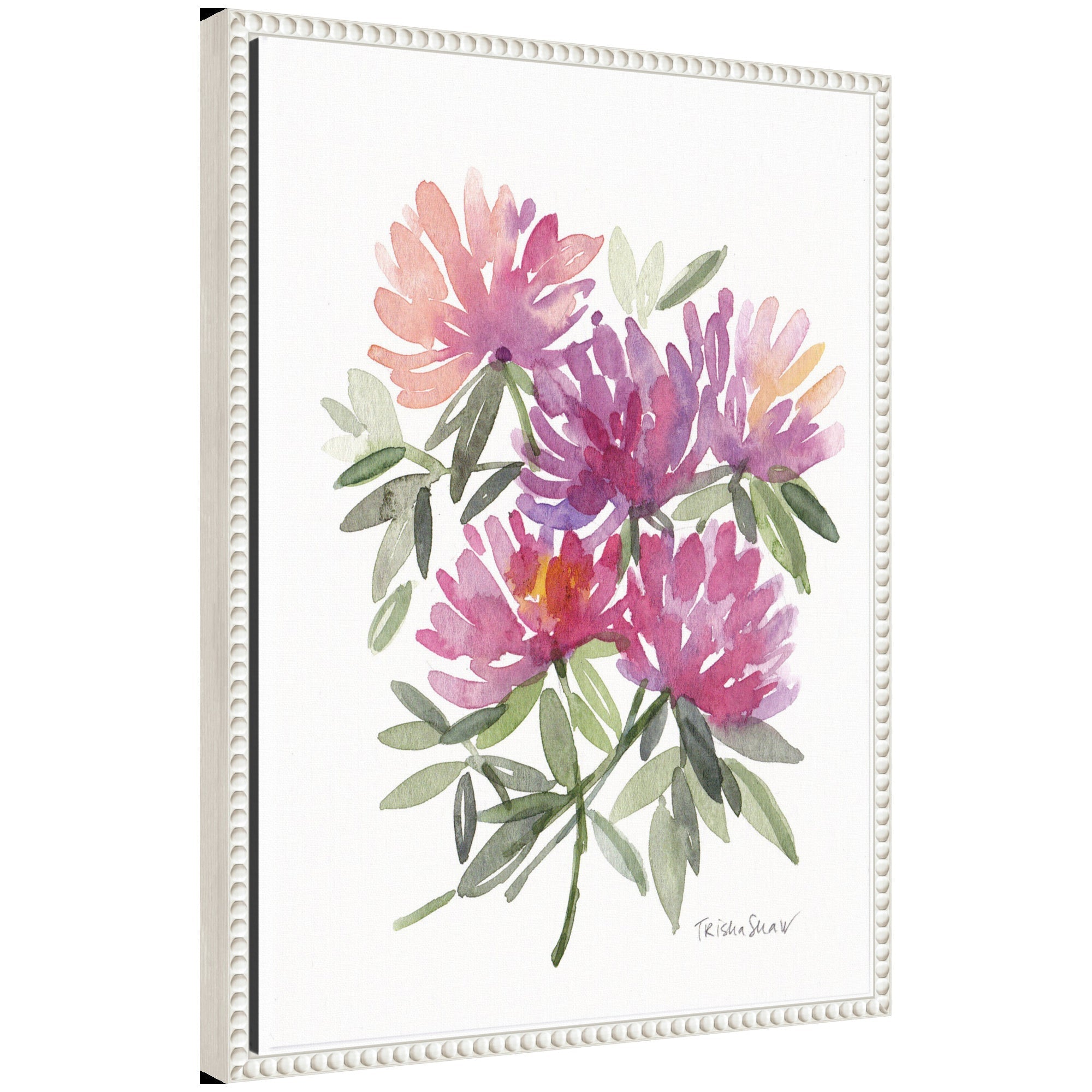 Sylvie Abstract Watercolor Pink Floral Framed Canvas by Patricia Shaw
