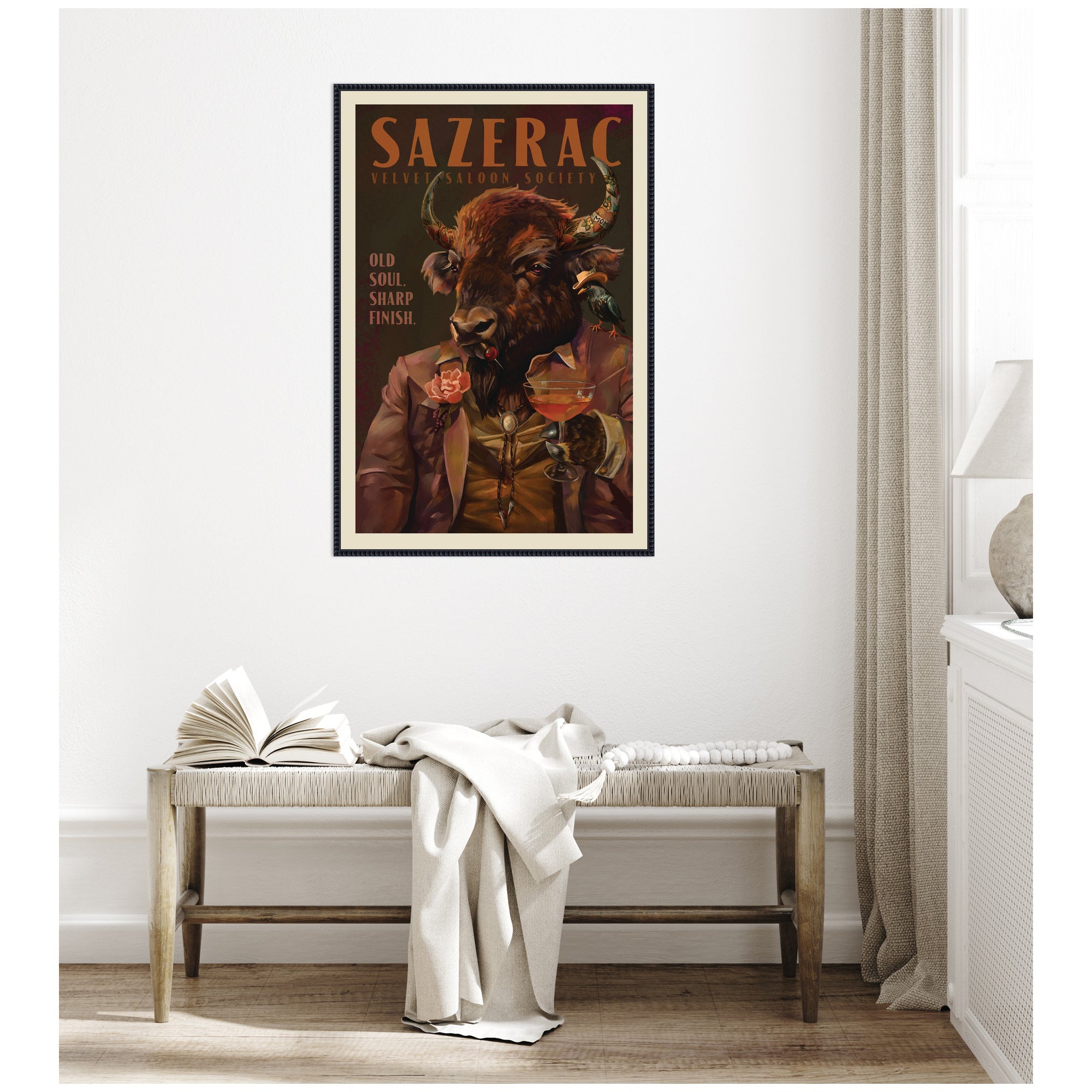 WG Sazerac Bison Buffalo by The Whiskey Ginger Framed Canvas Wall Art Print
