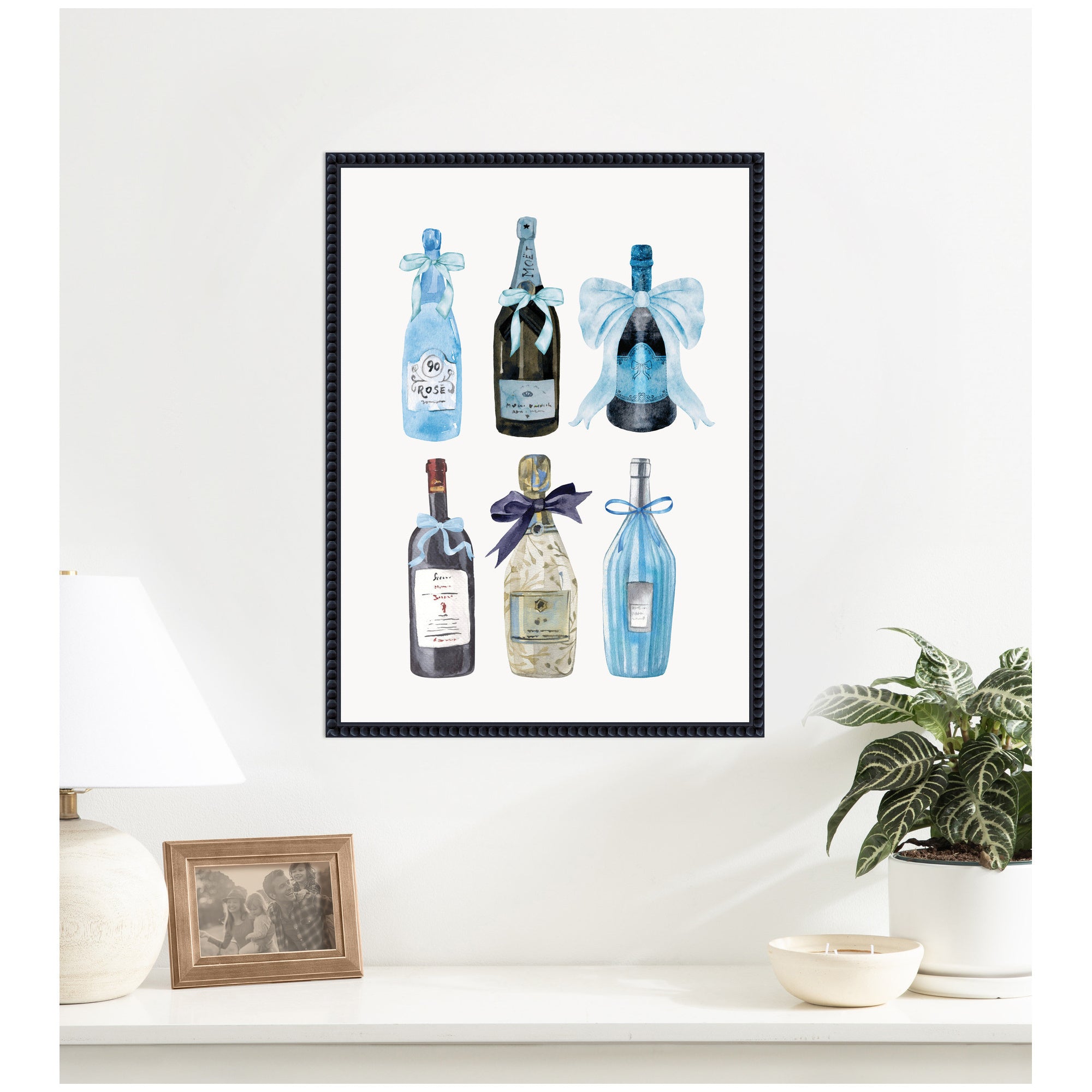 Blue Champagne by Honey Island Studio Framed Canvas Wall Art Print
