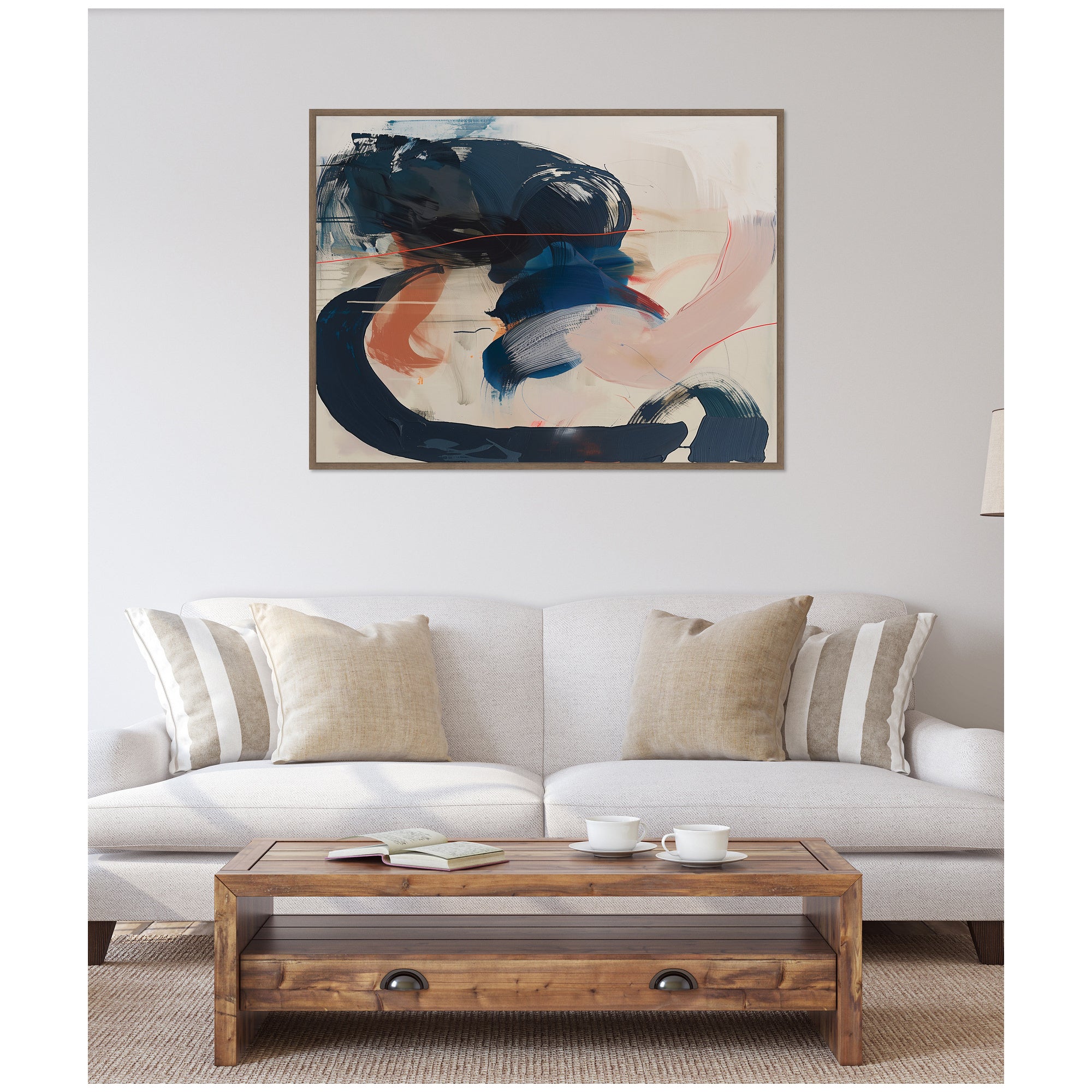 Sylvie Deep Blue Momentum I Framed Canvas by Amy Lighthall