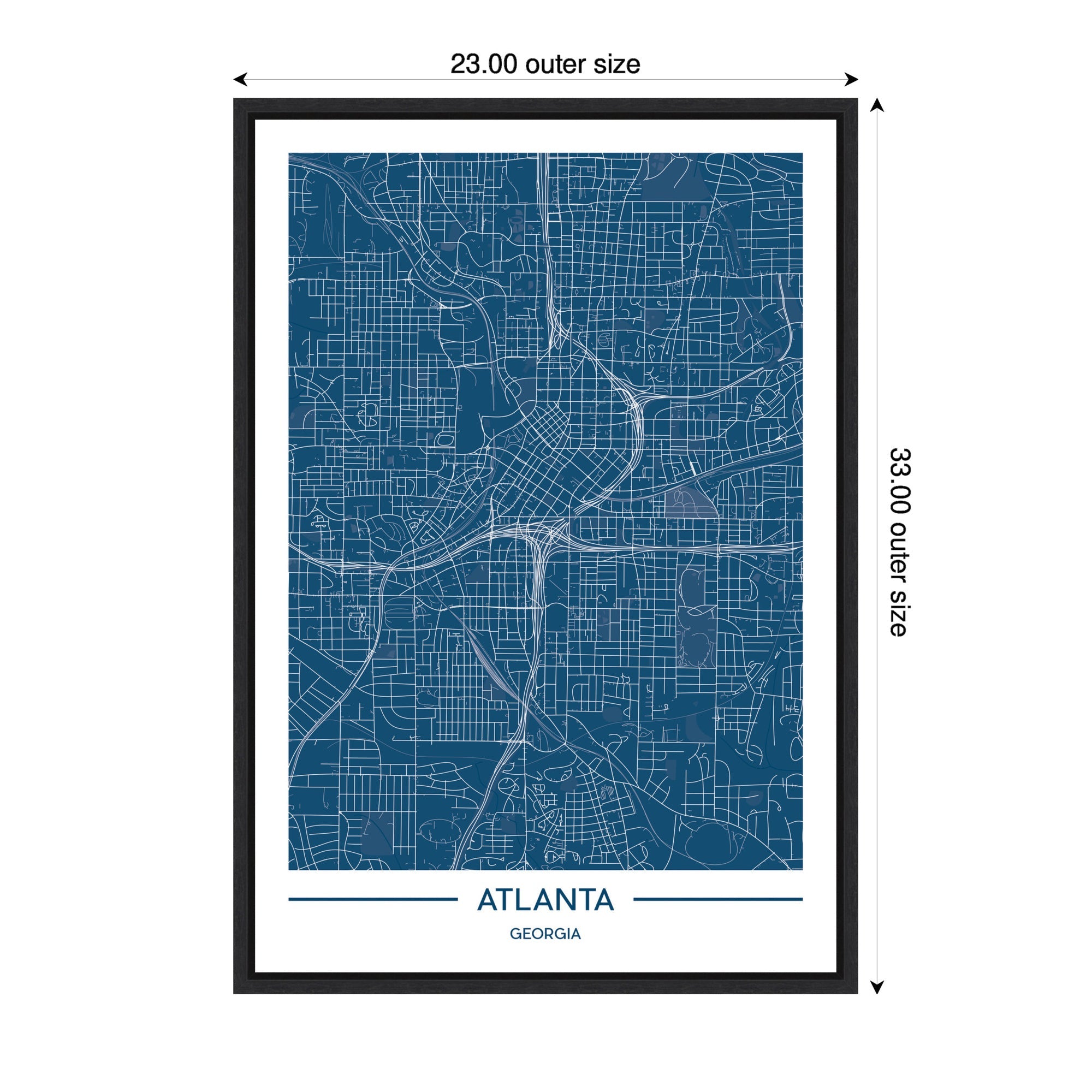 Sylvie Atlanta Map Regal Blue Framed Canvas by Jake Goossen
