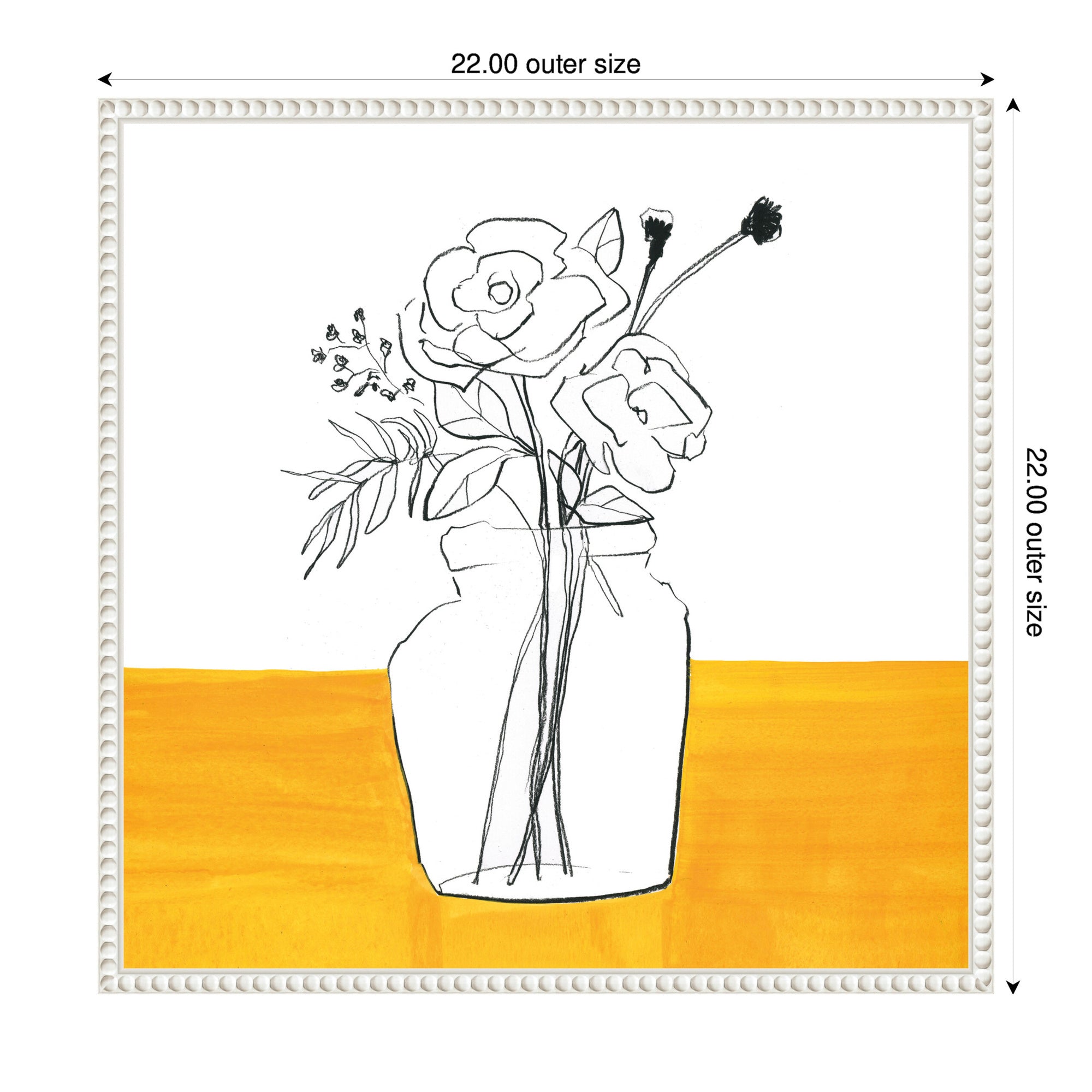 Sylvie Minimalist Floral Vase on Yellow Table Framed Canvas by Teju Reval